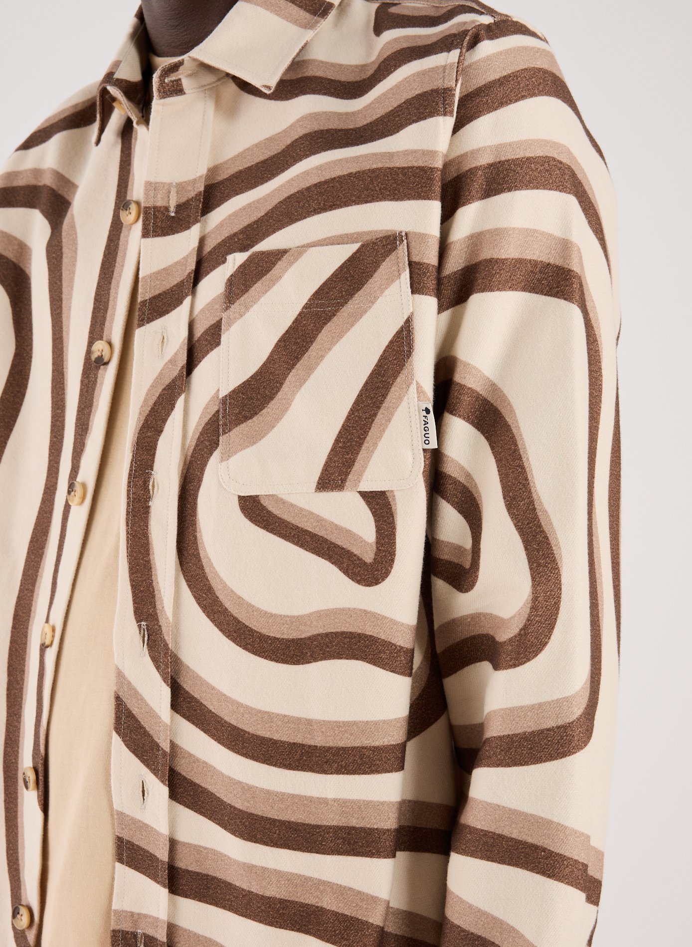 Thick cotton shirt with patterns FAGUO Beige