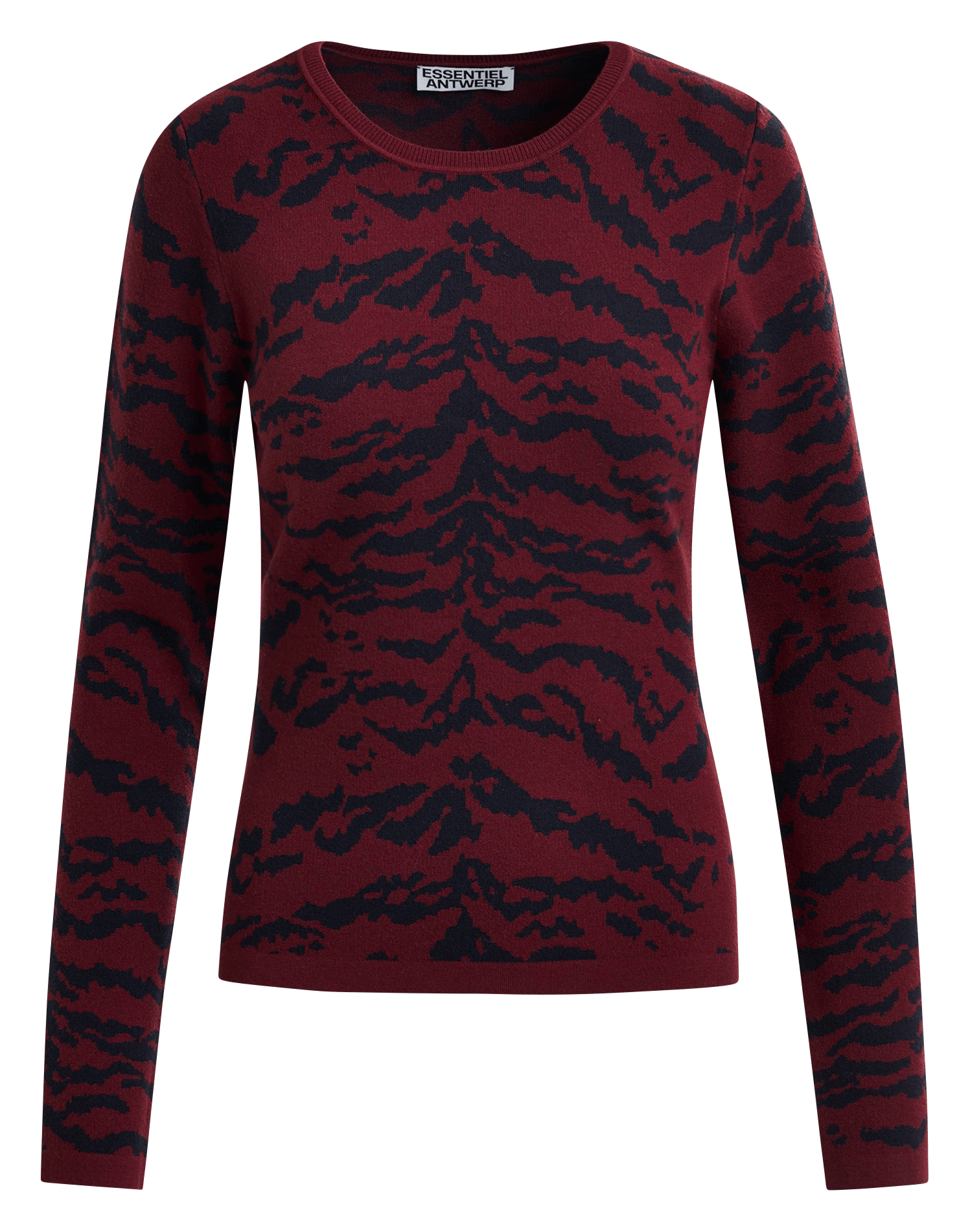 Pull col rond imprimé zèbre Iterest ESSENTIEL ANTWERP Rouge