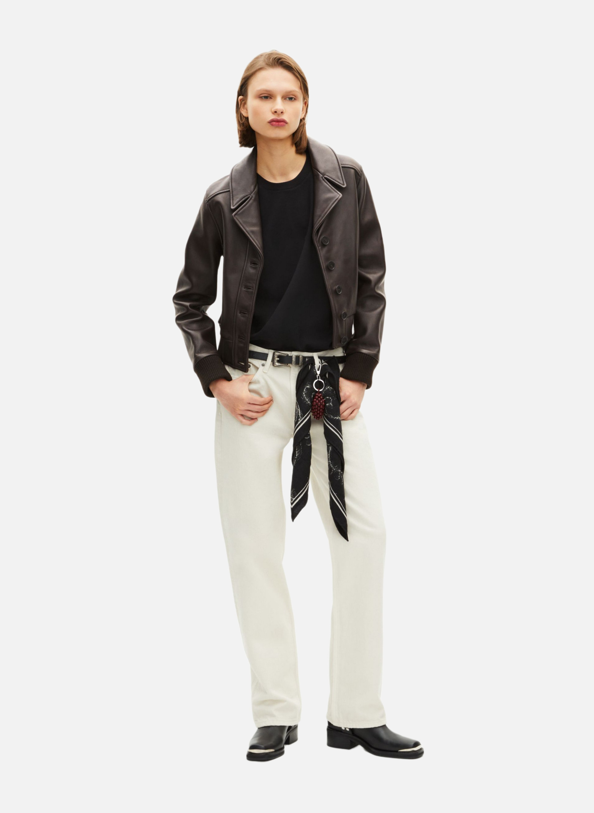 Blouson en cuir THE KOOPLES Marron