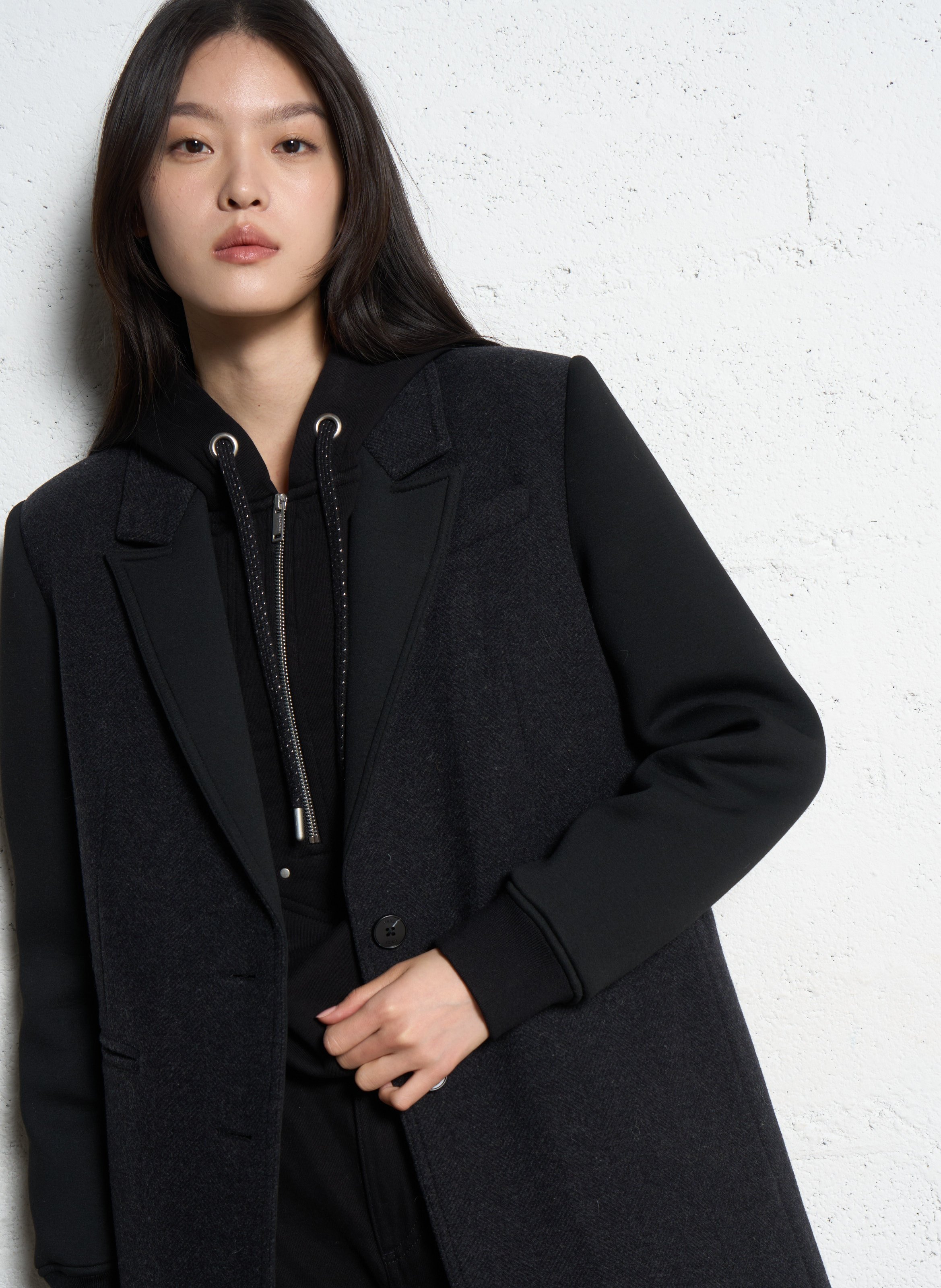 Manteau col tailleur en laine mélangée IKKS Gris