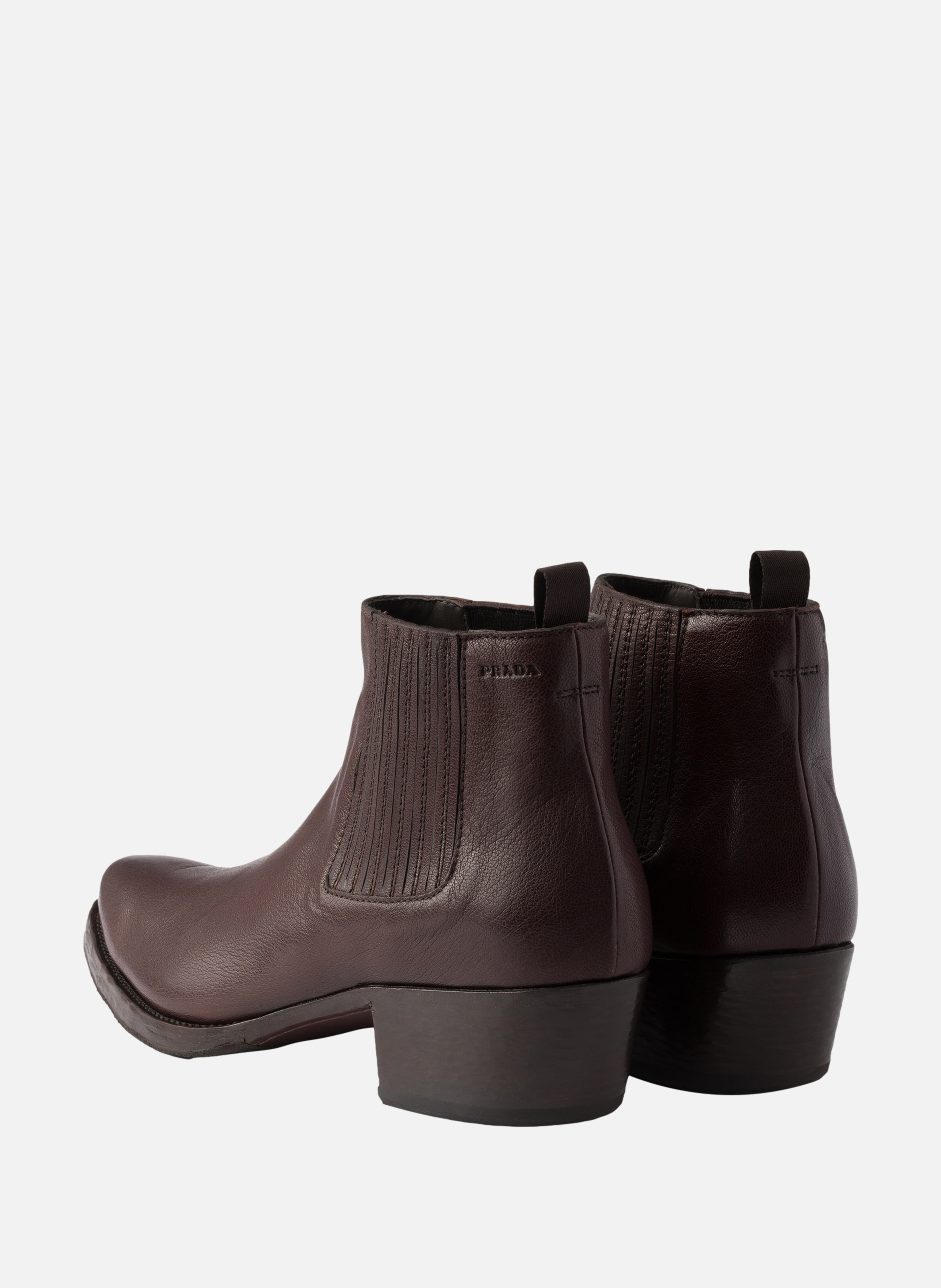 Bottines chelsea en cuir PRADA Marron