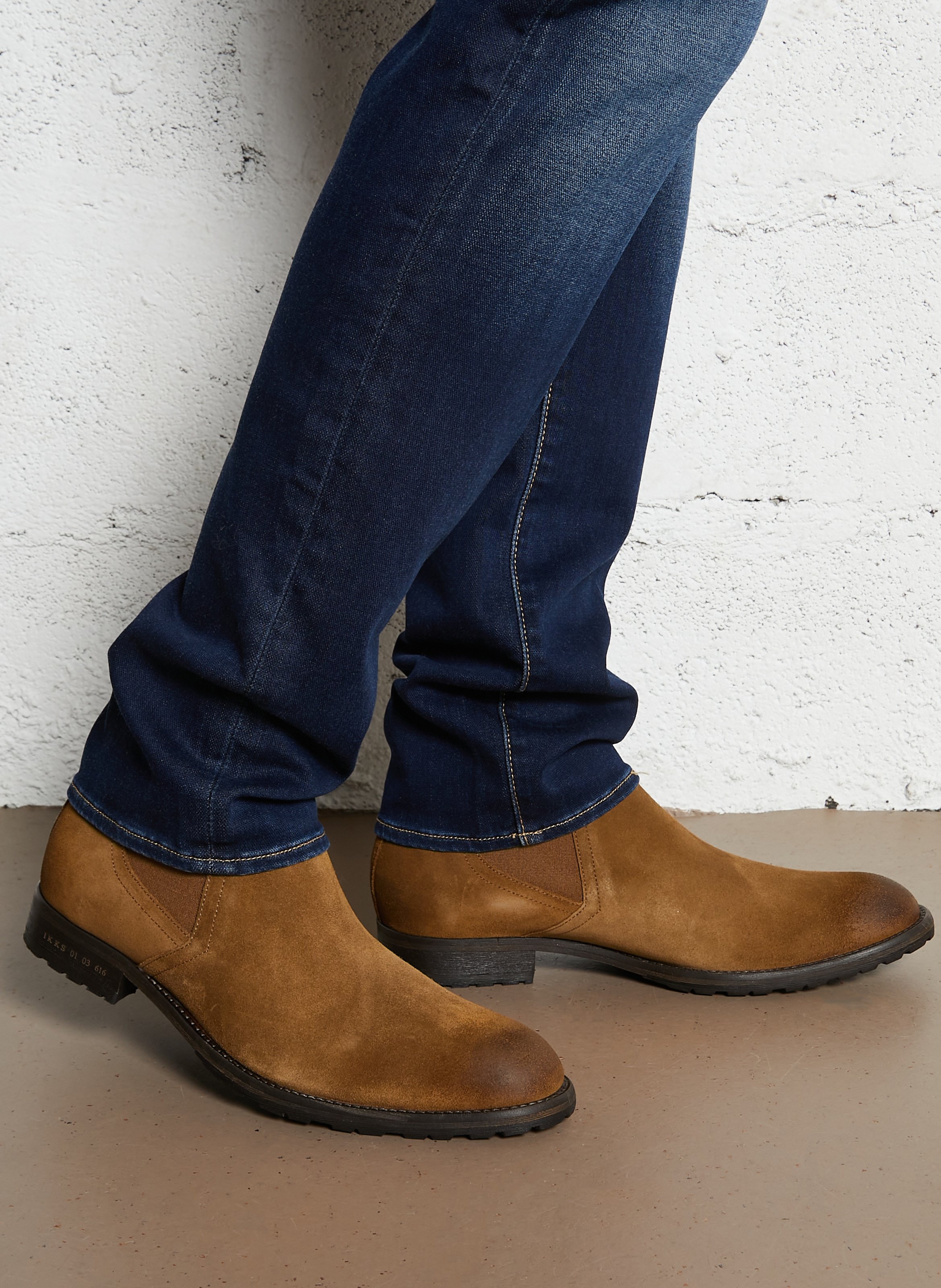 Bottines chelsea en cuir velours IKKS Jaune