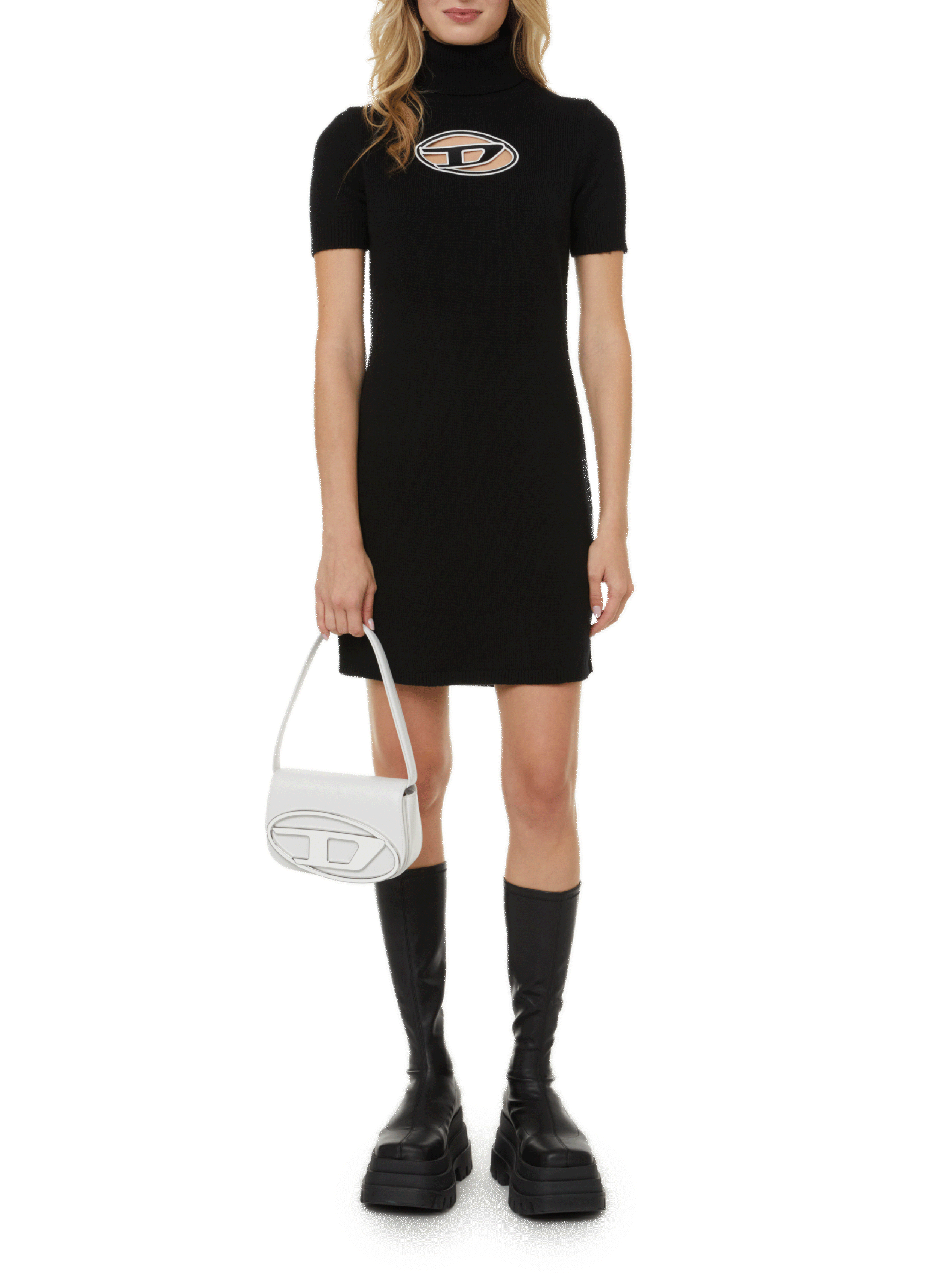 DIESEL Robe courte en cachemire  Noir