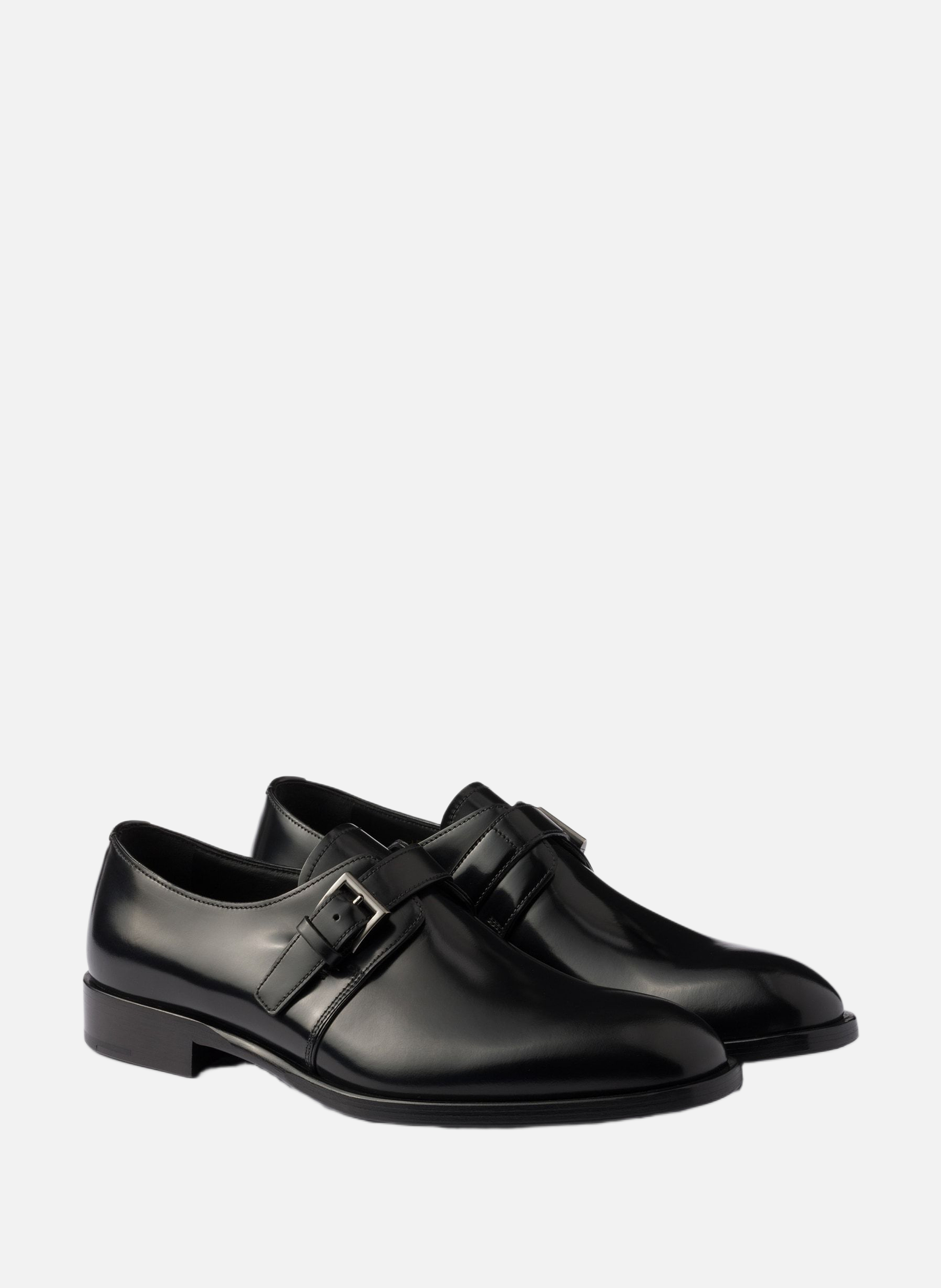 Derbies en cuir brossé avec boucle PRADA Noir