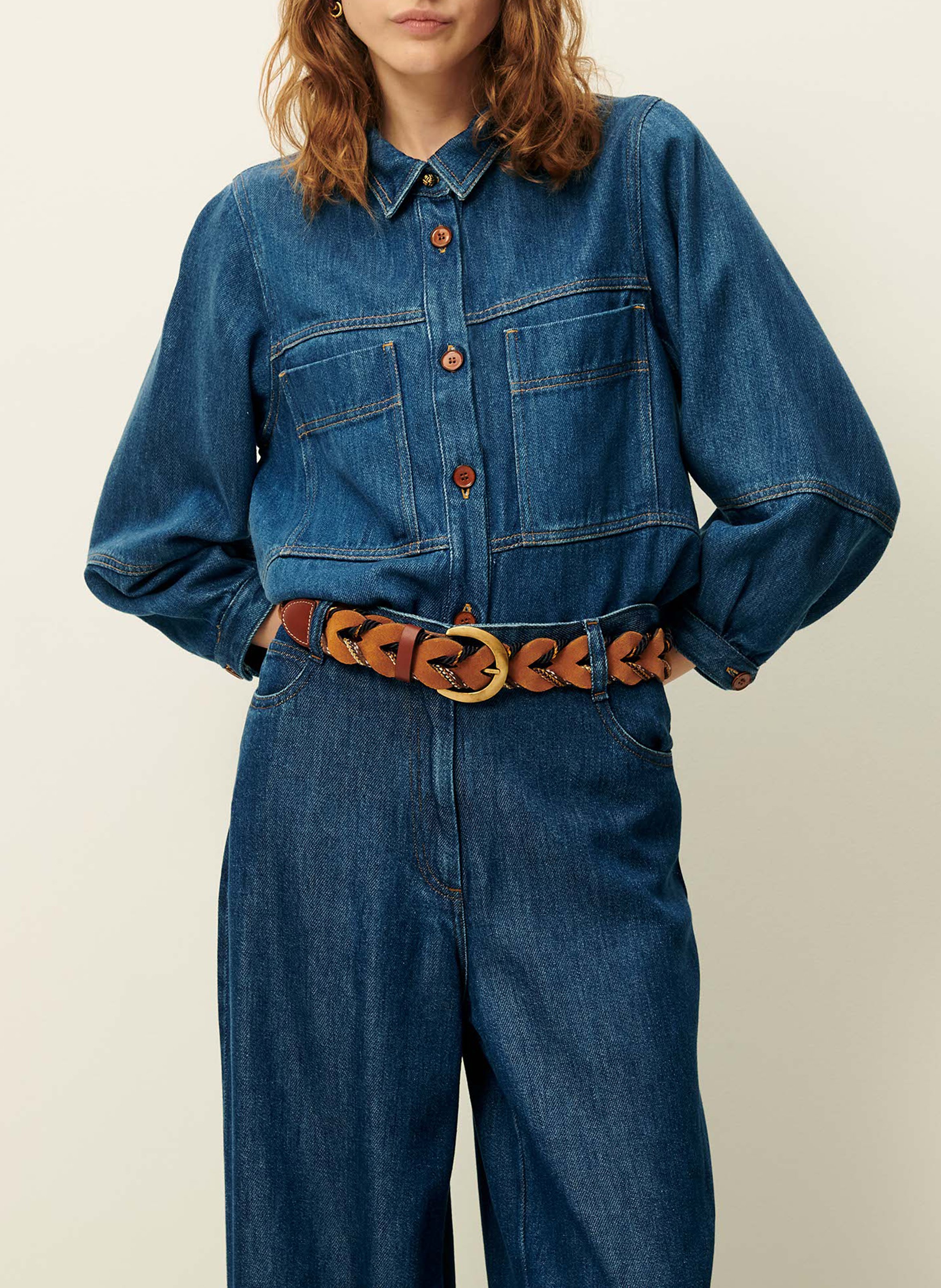 SESSUN Veste col classique en jean leone Bleu