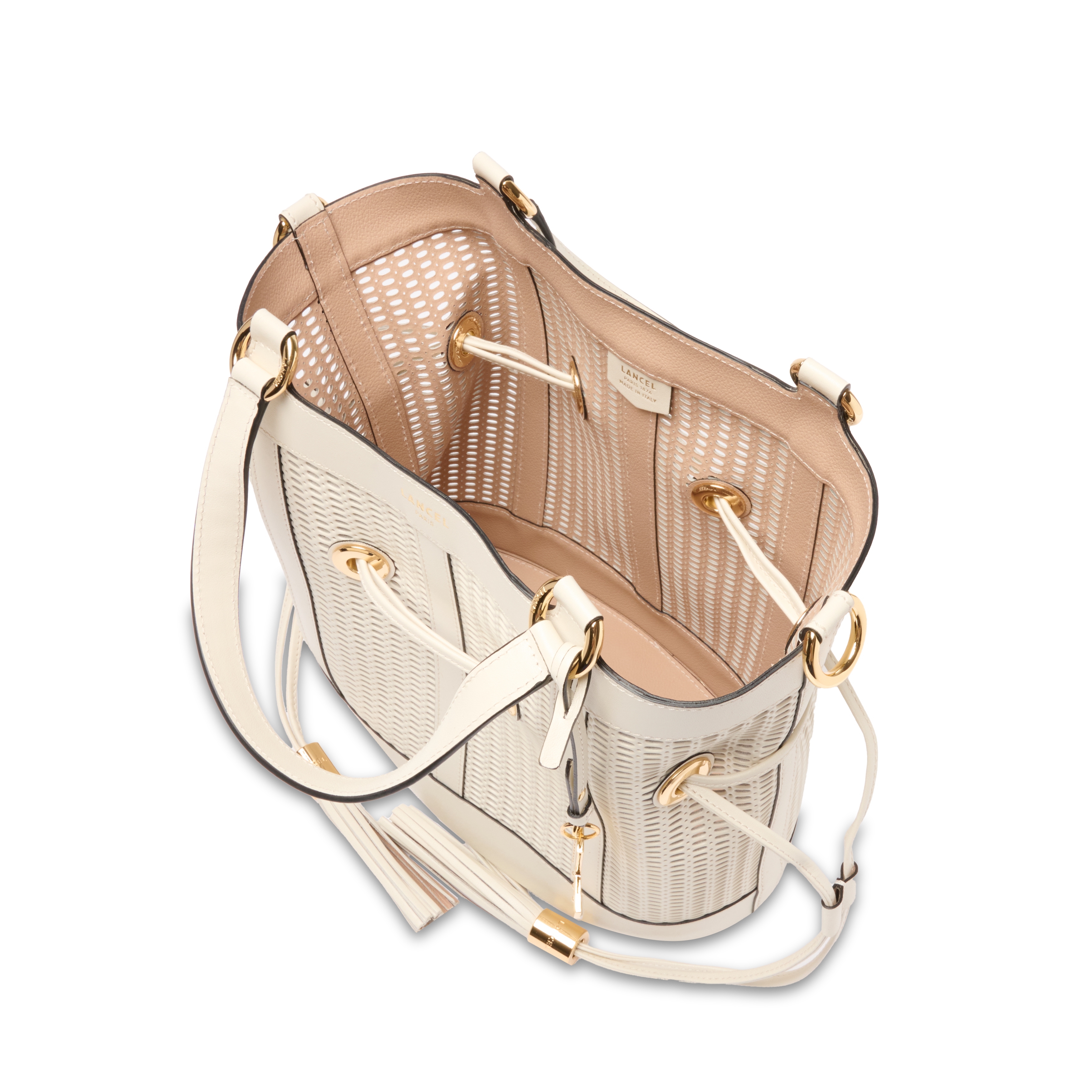 Sac seau m premier flirt de lancel en cuir Blanc