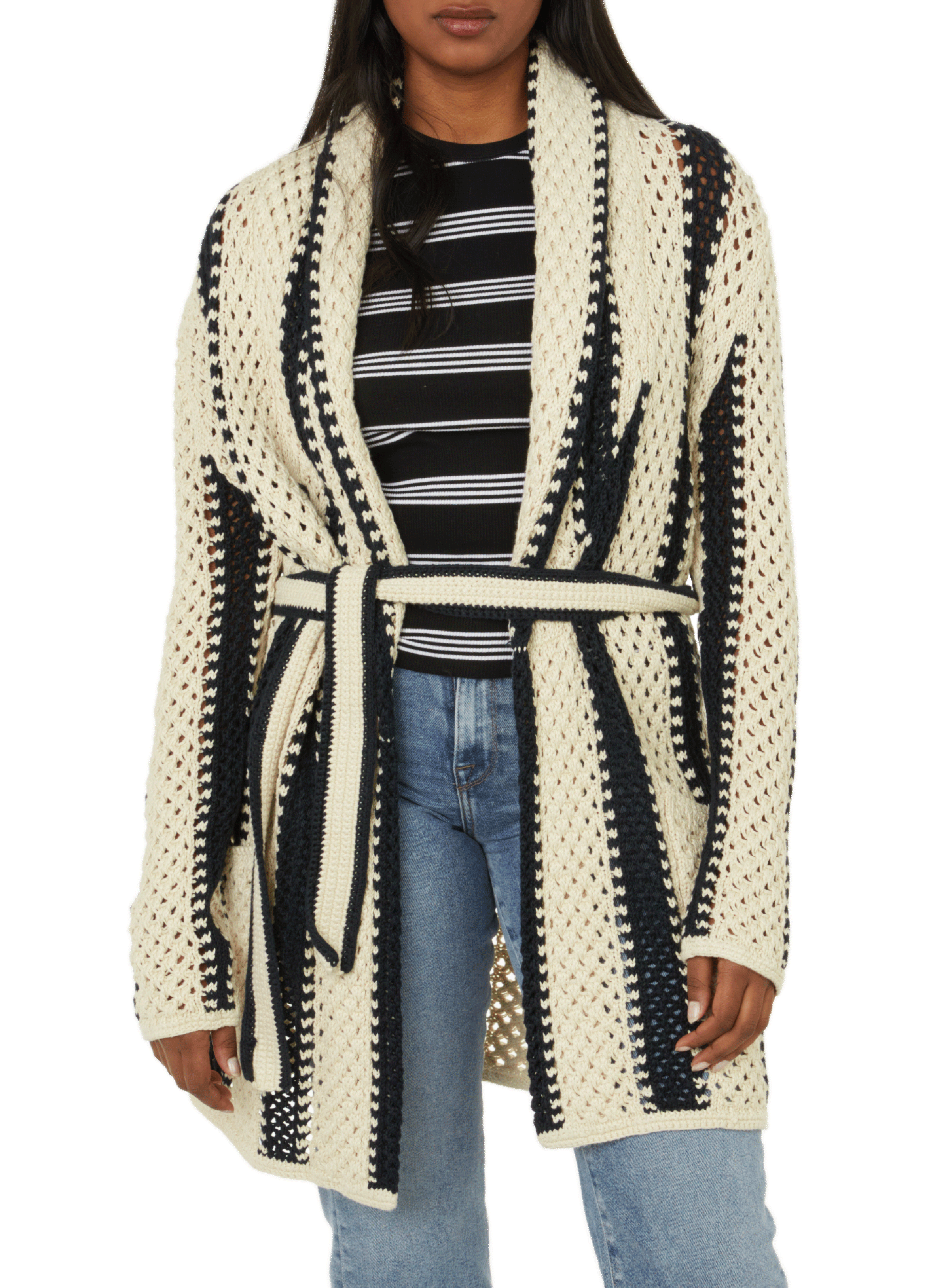 Cardigan long en lin POLO RALPH LAUREN Multicolore