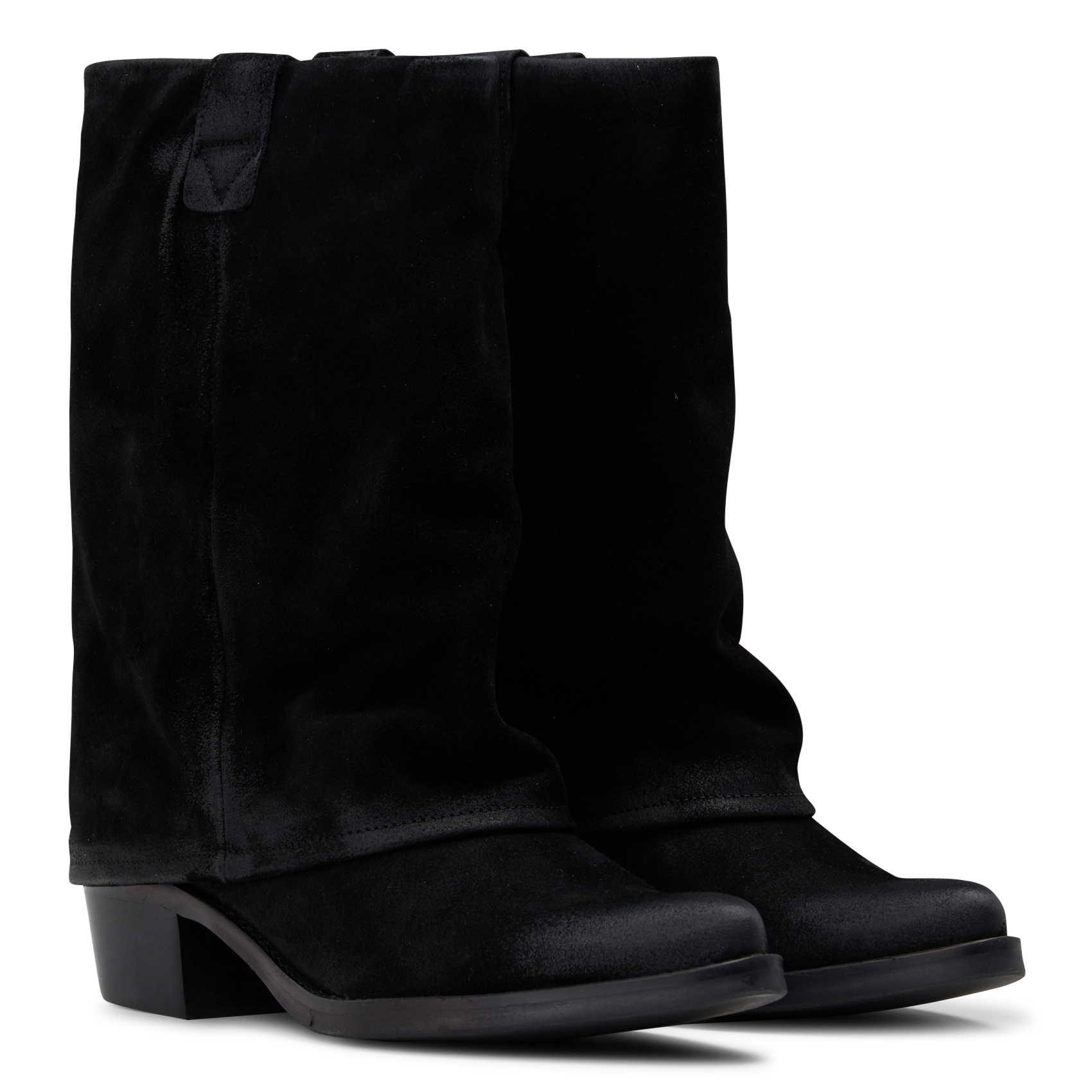 Bottes à talons en cuir velours IKKS Noir