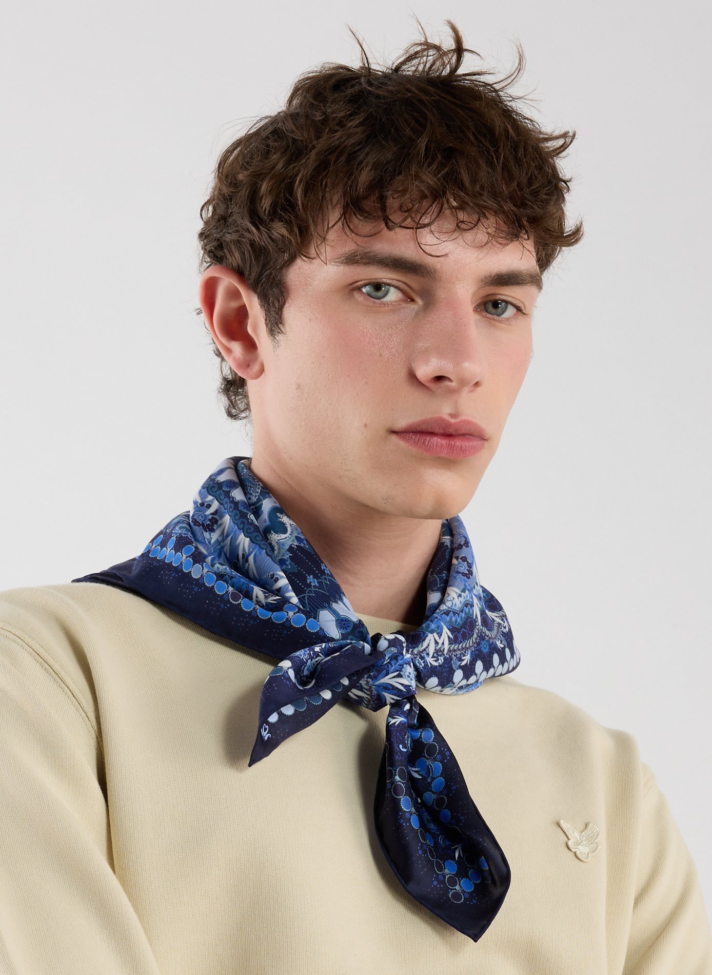 Square silk scarf PETRUSSE Blue