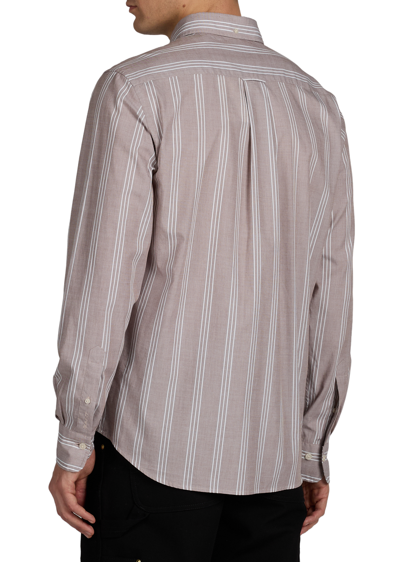 Chemise à rayures col américain en coton GANT Marron