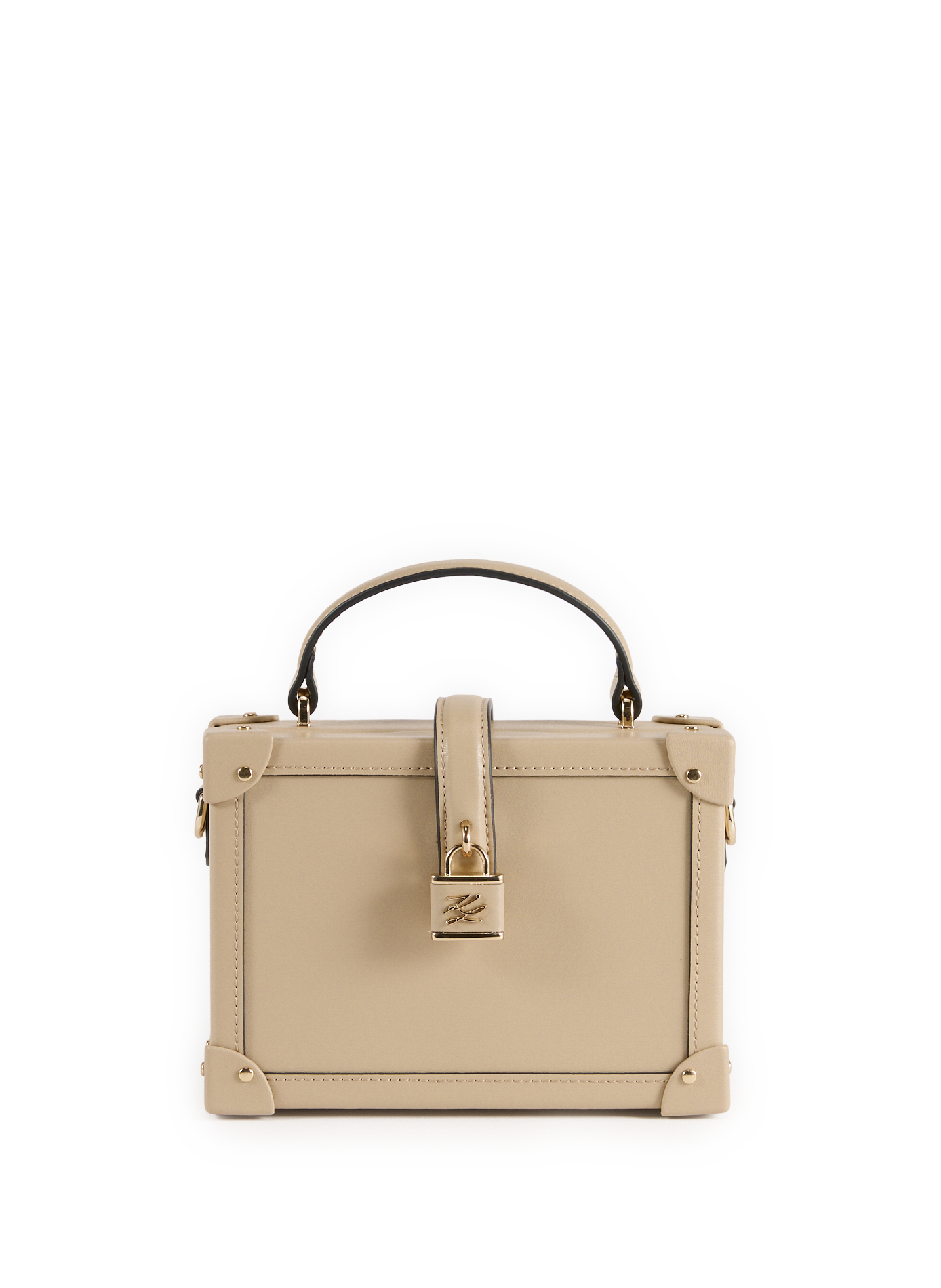KARL LAGERFELD Leather trunk-shaped handbag Beige