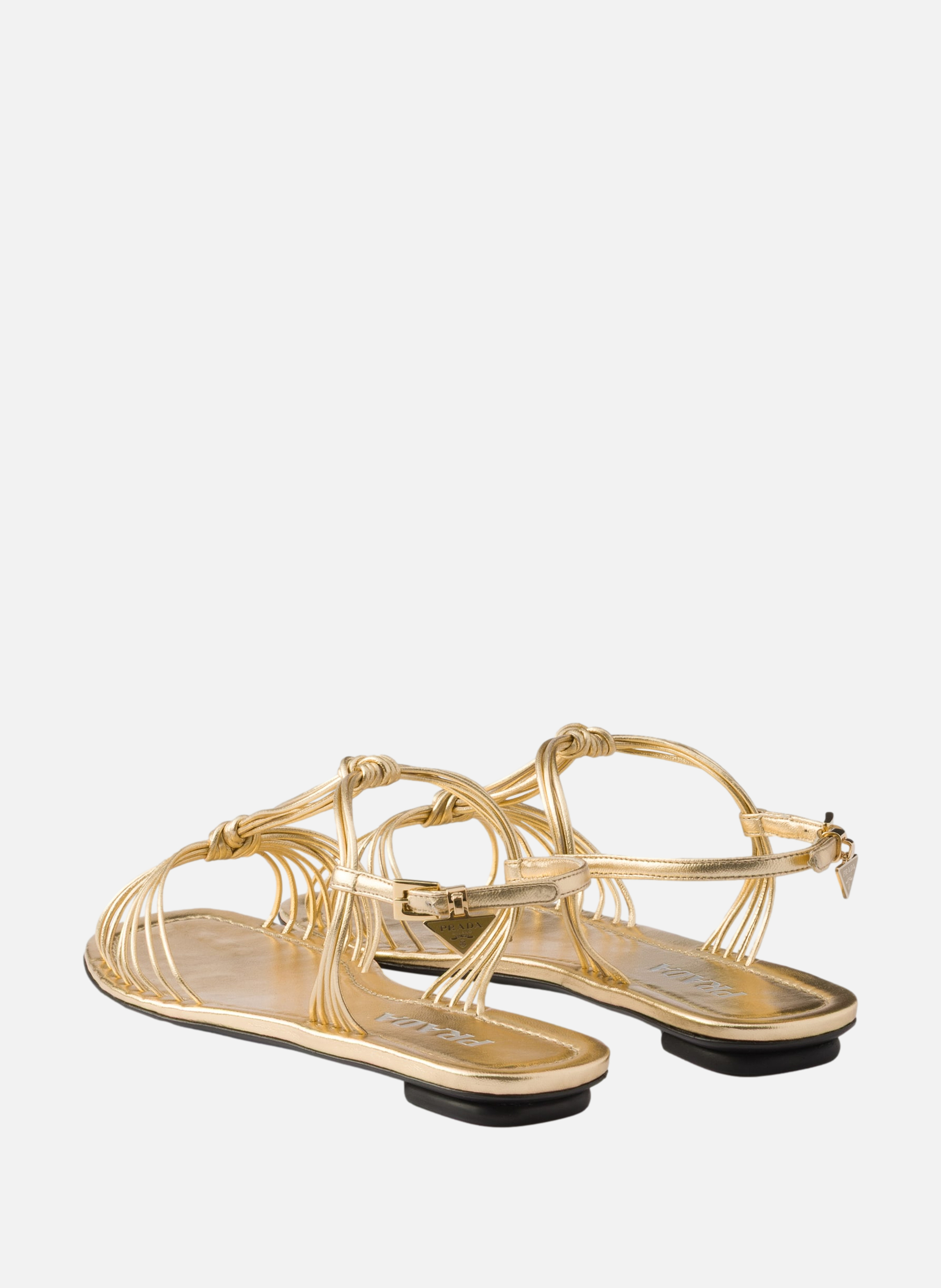 Sandales en cuir nappa mordoré PRADA Argent