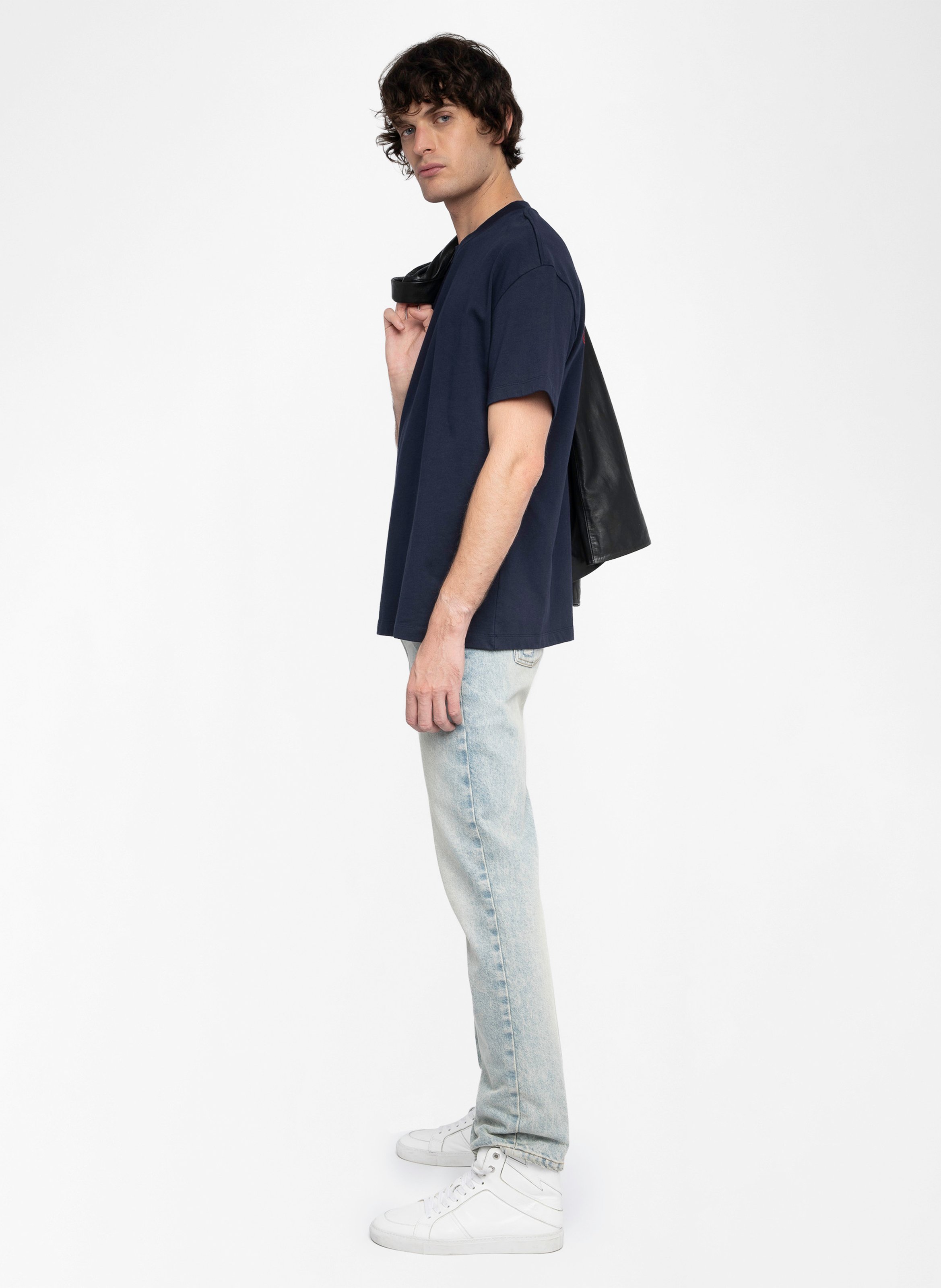 Tee-shirt droit col rond en coton teddy ZADIG&VOLTAIRE Bleu