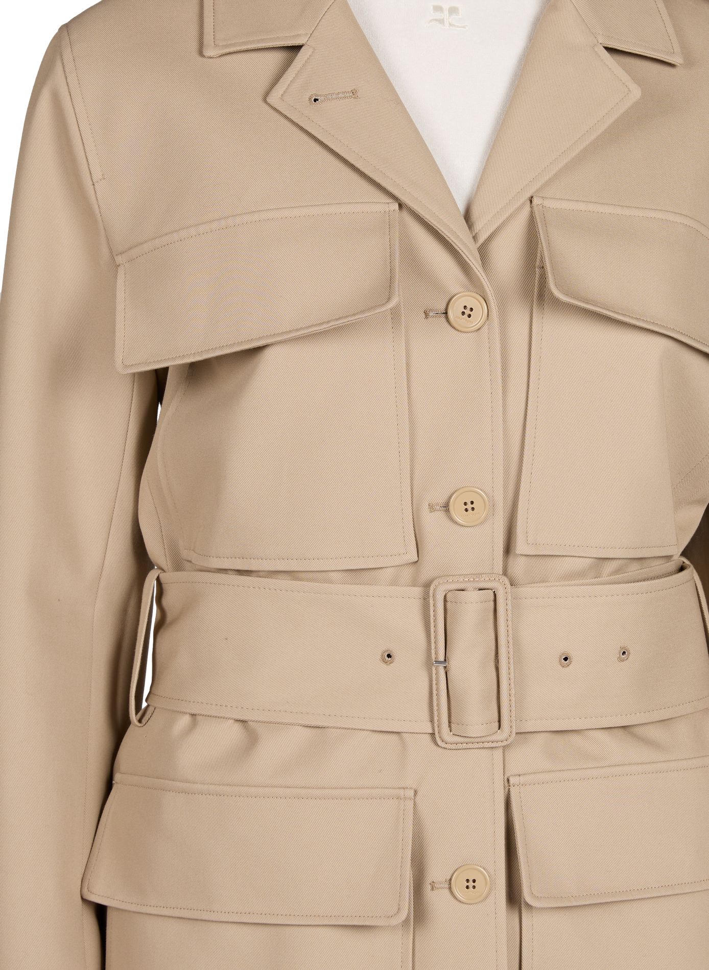 Veste droite multi-poches en coton COURRÈGES Beige