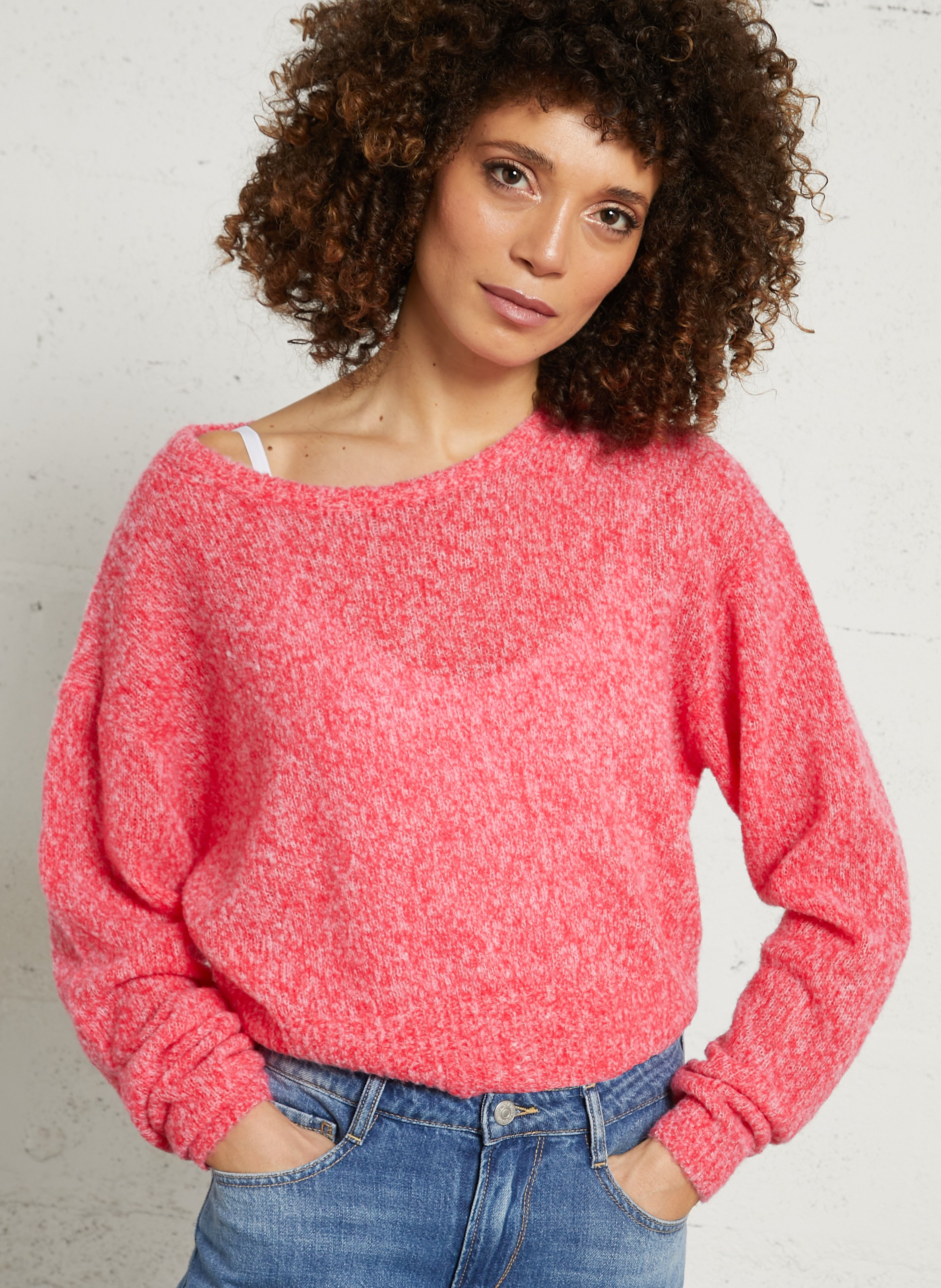 Pull oversize col rond en laine mélangée nuggy AMERICAN VINTAGE Rouge