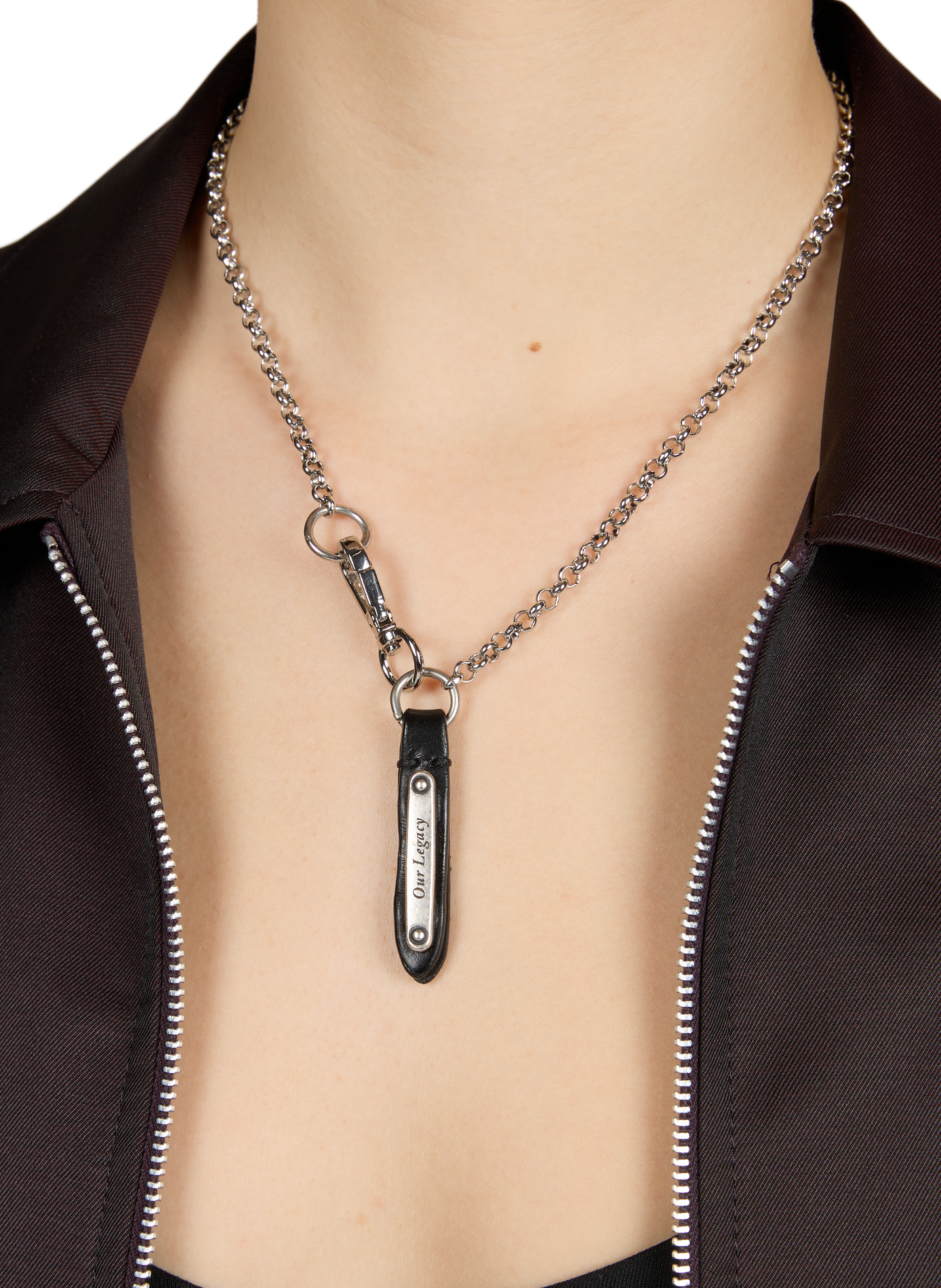 Chain necklace with engraved metal plate OUR LEGACY Silver