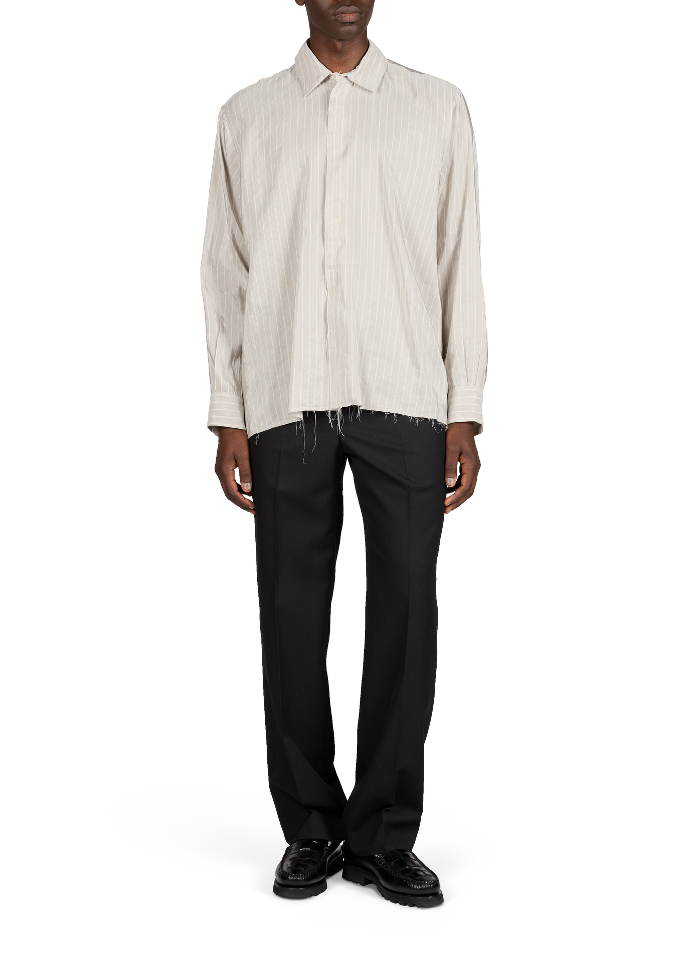 Oversized striped linen blend shirt CAMIEL FORTGENS Grey