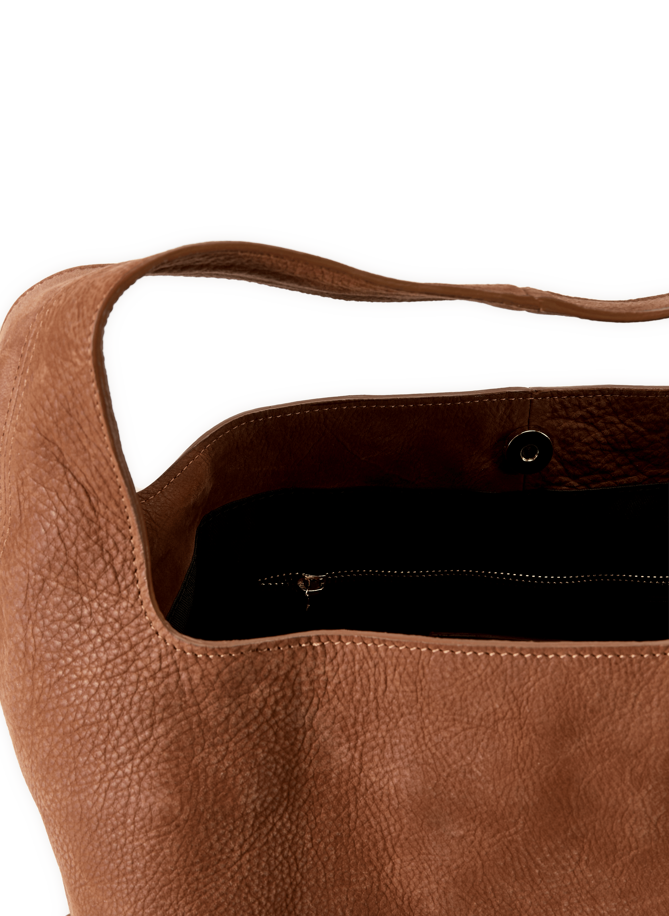 Hobo cowhide leather handbag SAISON 1865 Brown