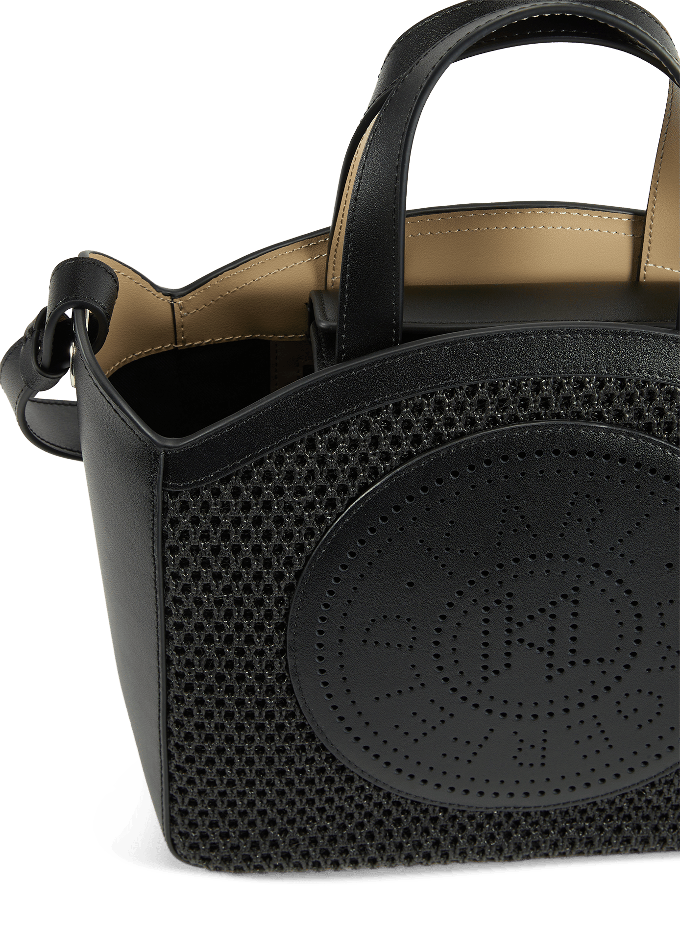 Sac à main K/Circle en cuir et mesh KARL LAGERFELD Noir