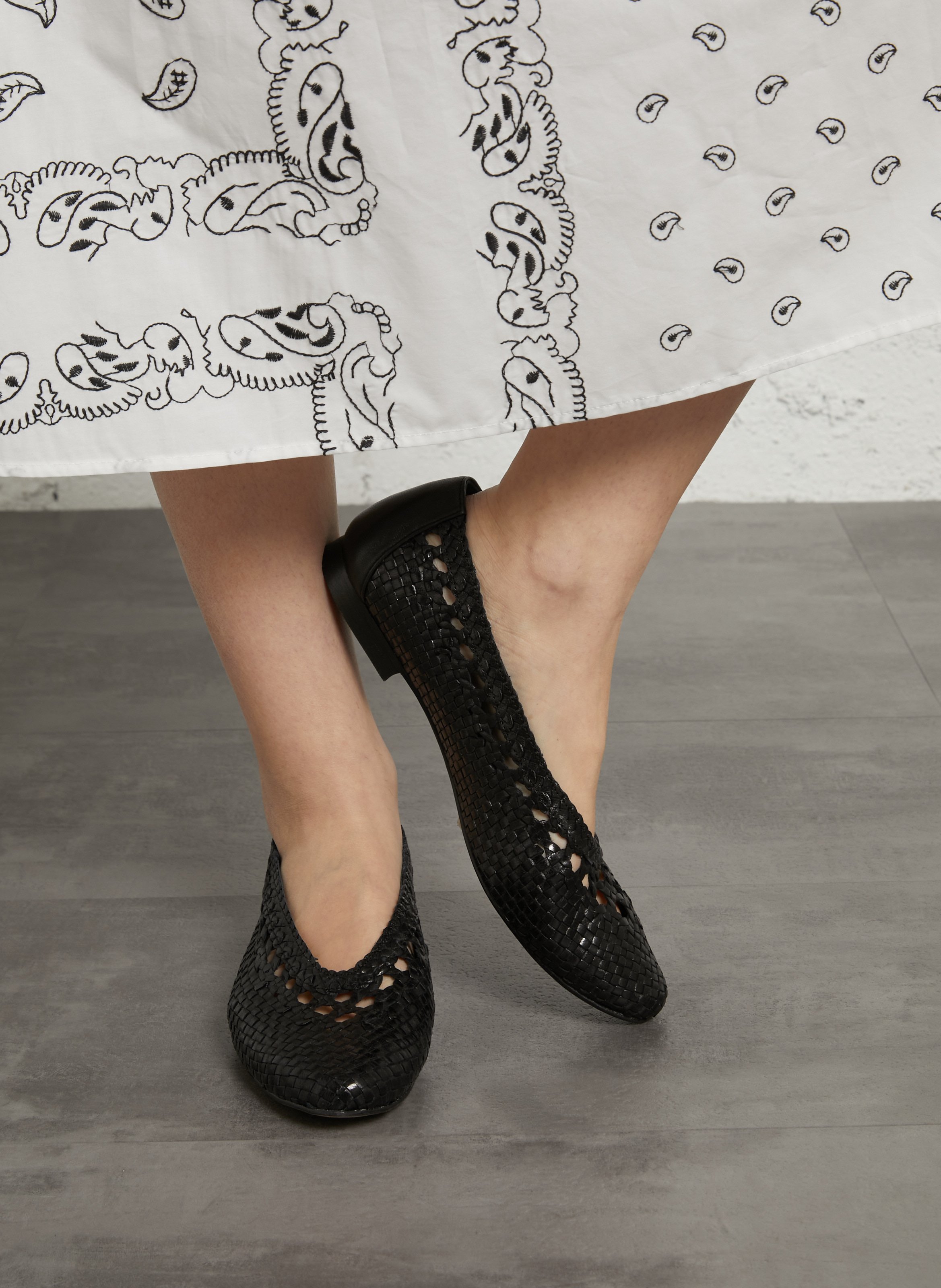 Ballerines en cuir tressées santiago | Noir MAISON 123 Femme