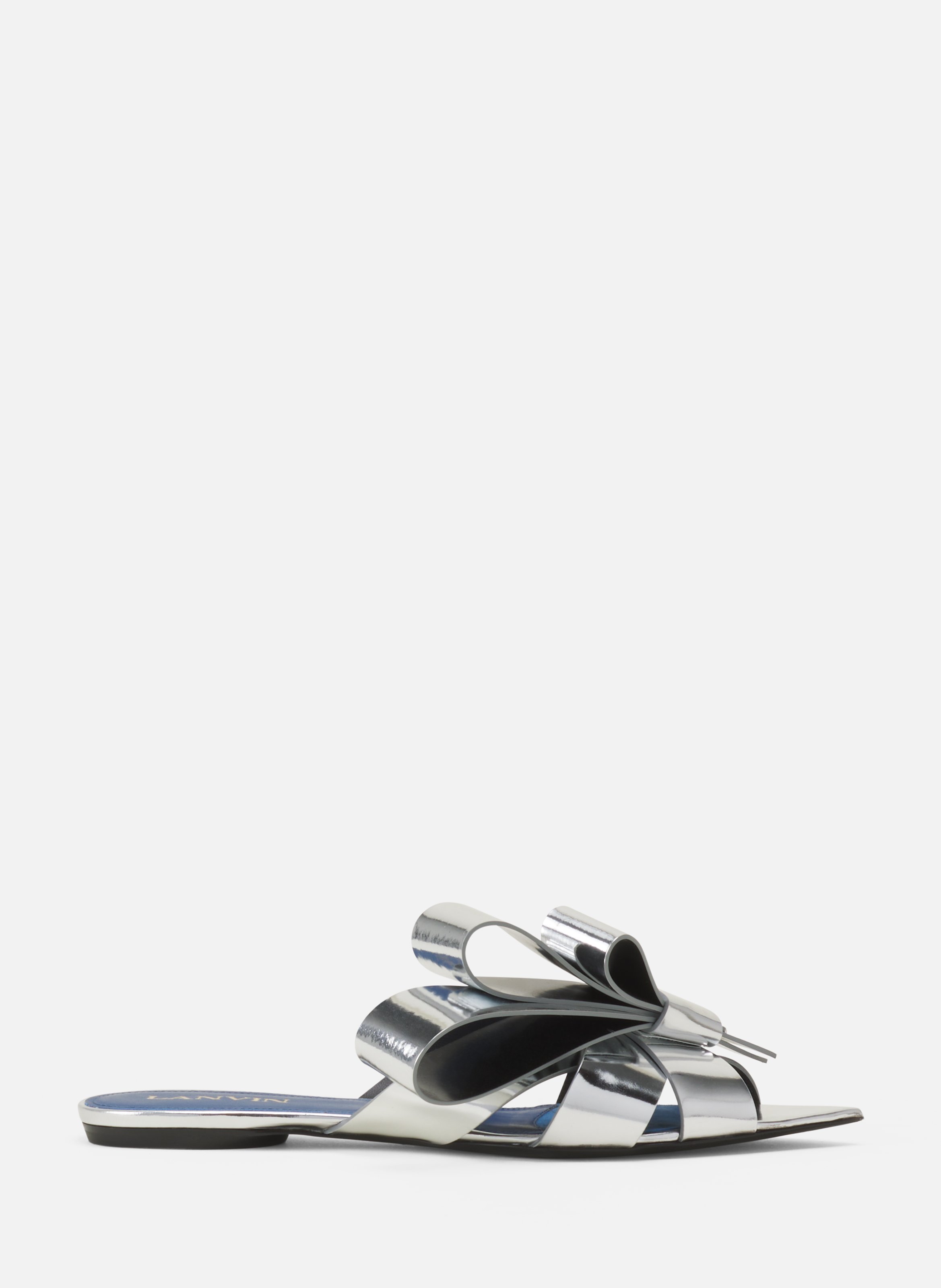 Mule plates cadeau en cuir metallic LANVIN Argent