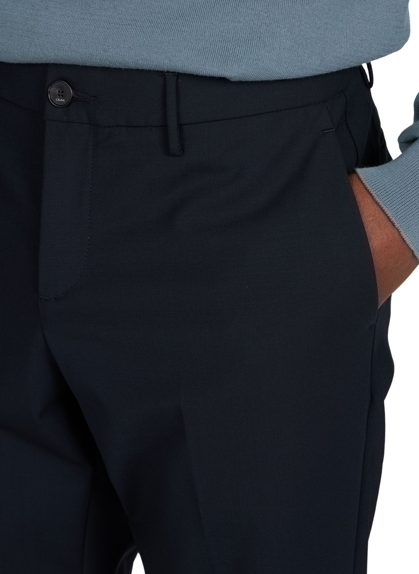 Virgin wool blend slim-fit trousers
 CRUNA Blue