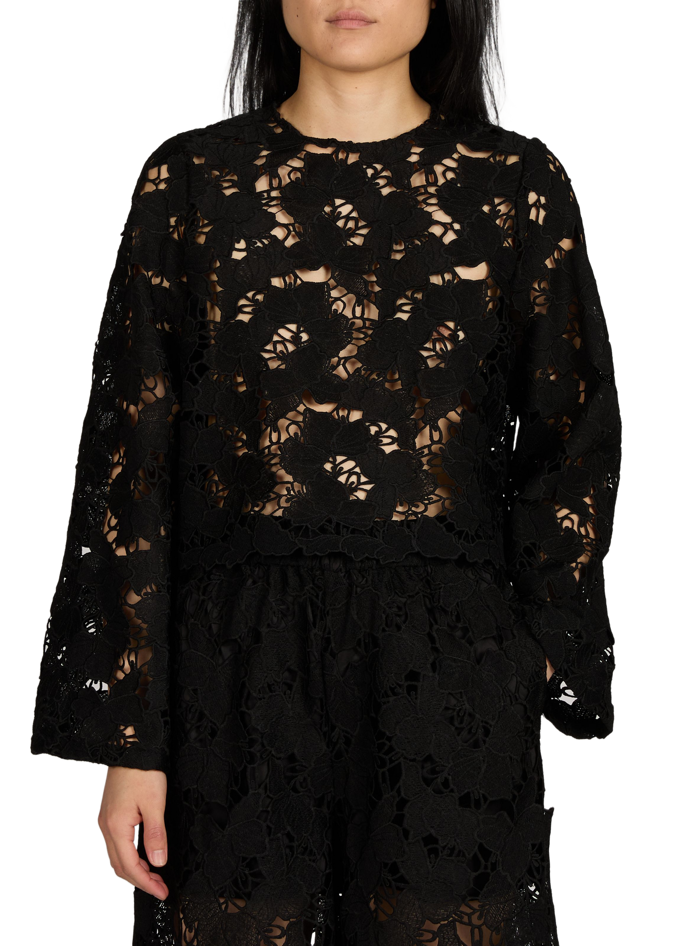 Long-sleeve lace top VILA Black