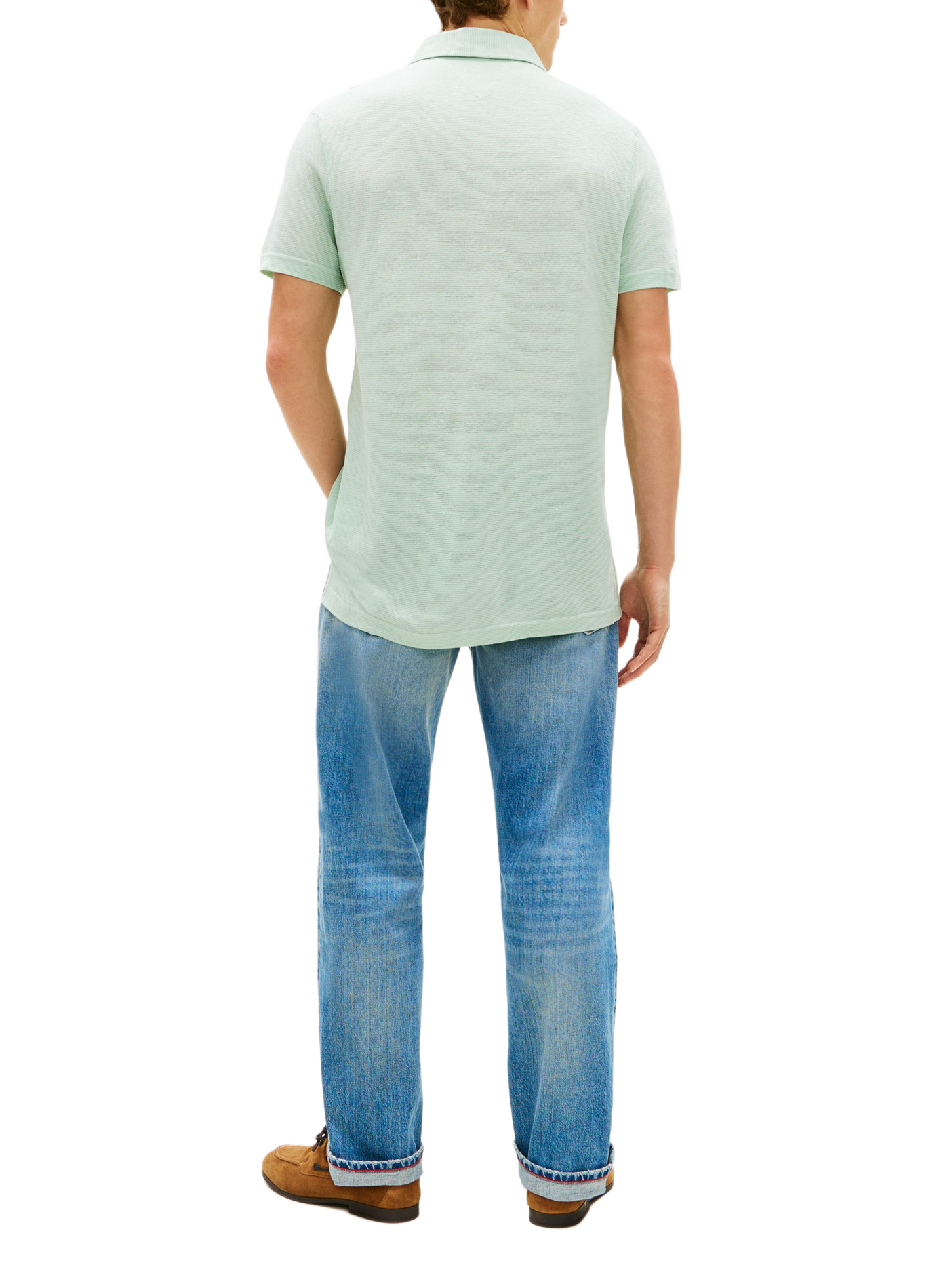 New York Label polo in cotton and linen TOMMY HILFIGER Green