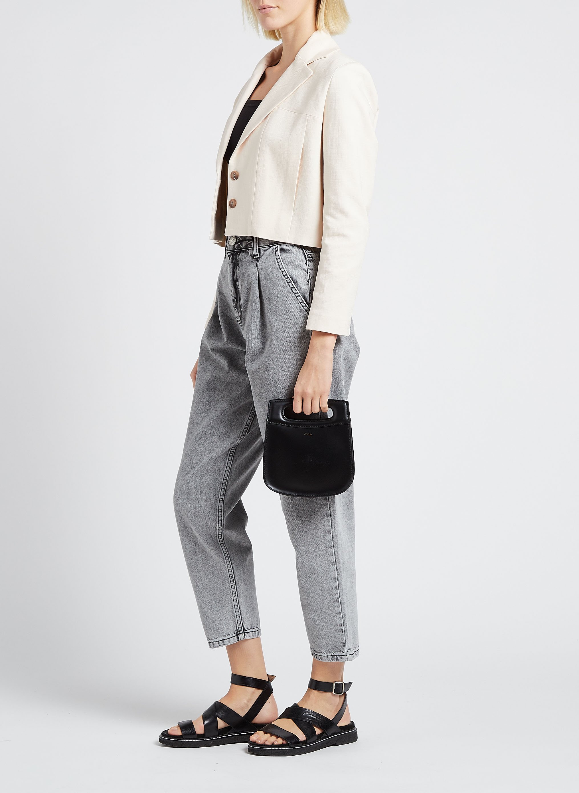 Sac bandoulière en cuir cheri mini SOEUR Noir