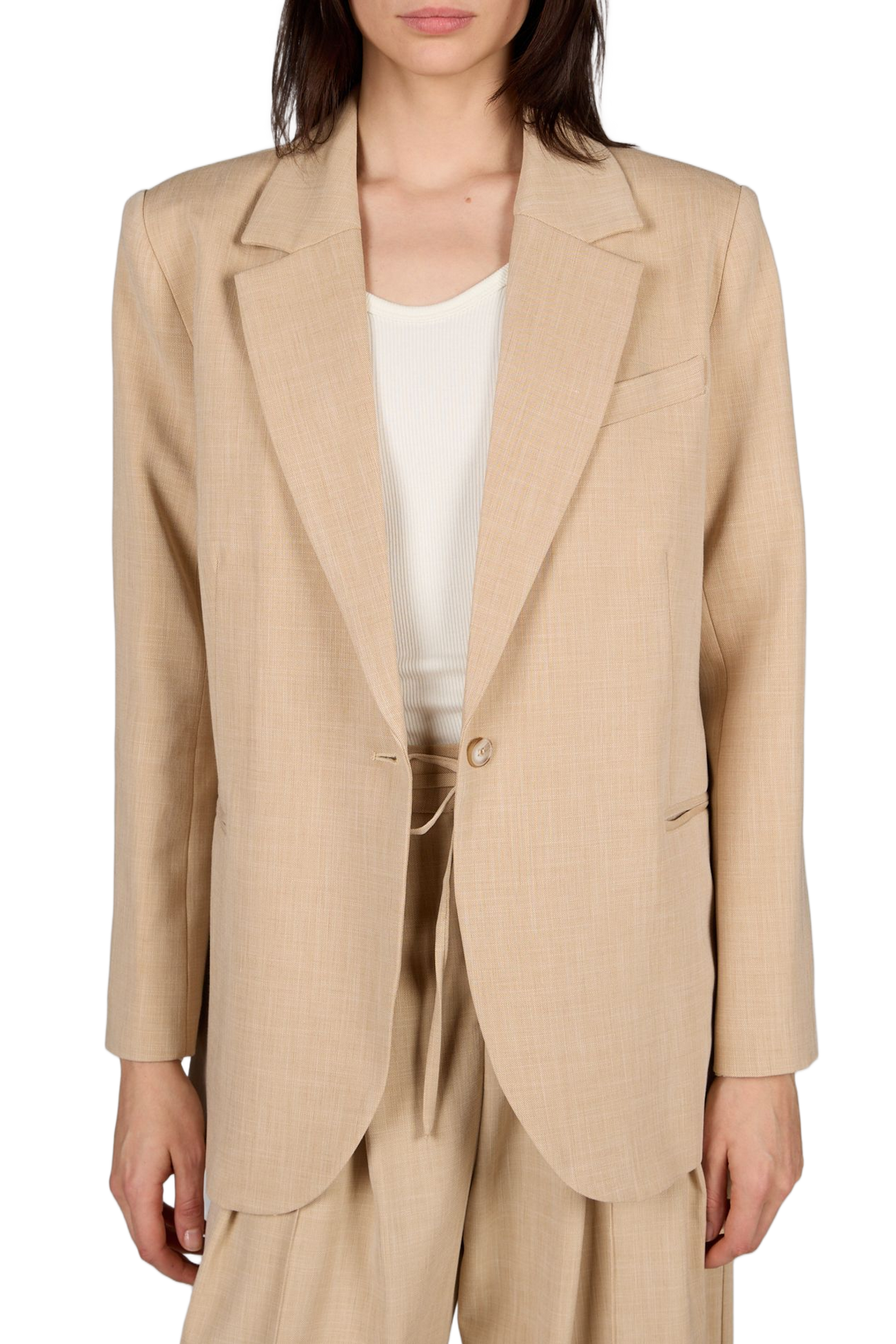 Veste droite à col tailleur SUNCOO Beige