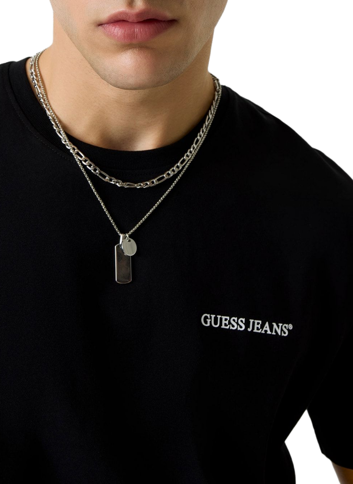Kurzarm-Baumwollpullover | Schwarz GUESS Herren