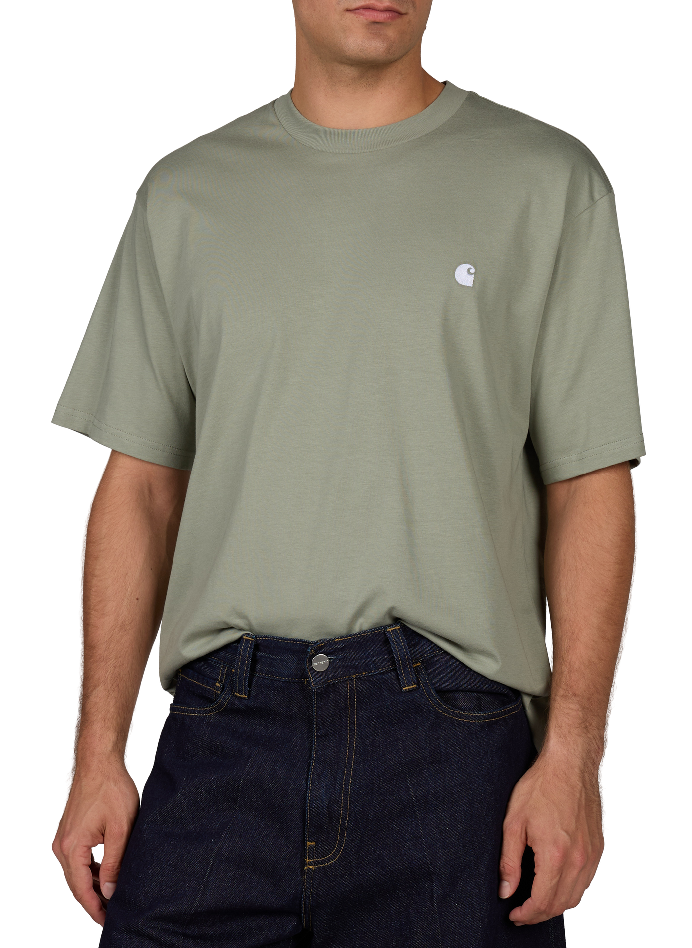 Straight T-shirt with embroidered logo in cotton CARHARTT WIP Green