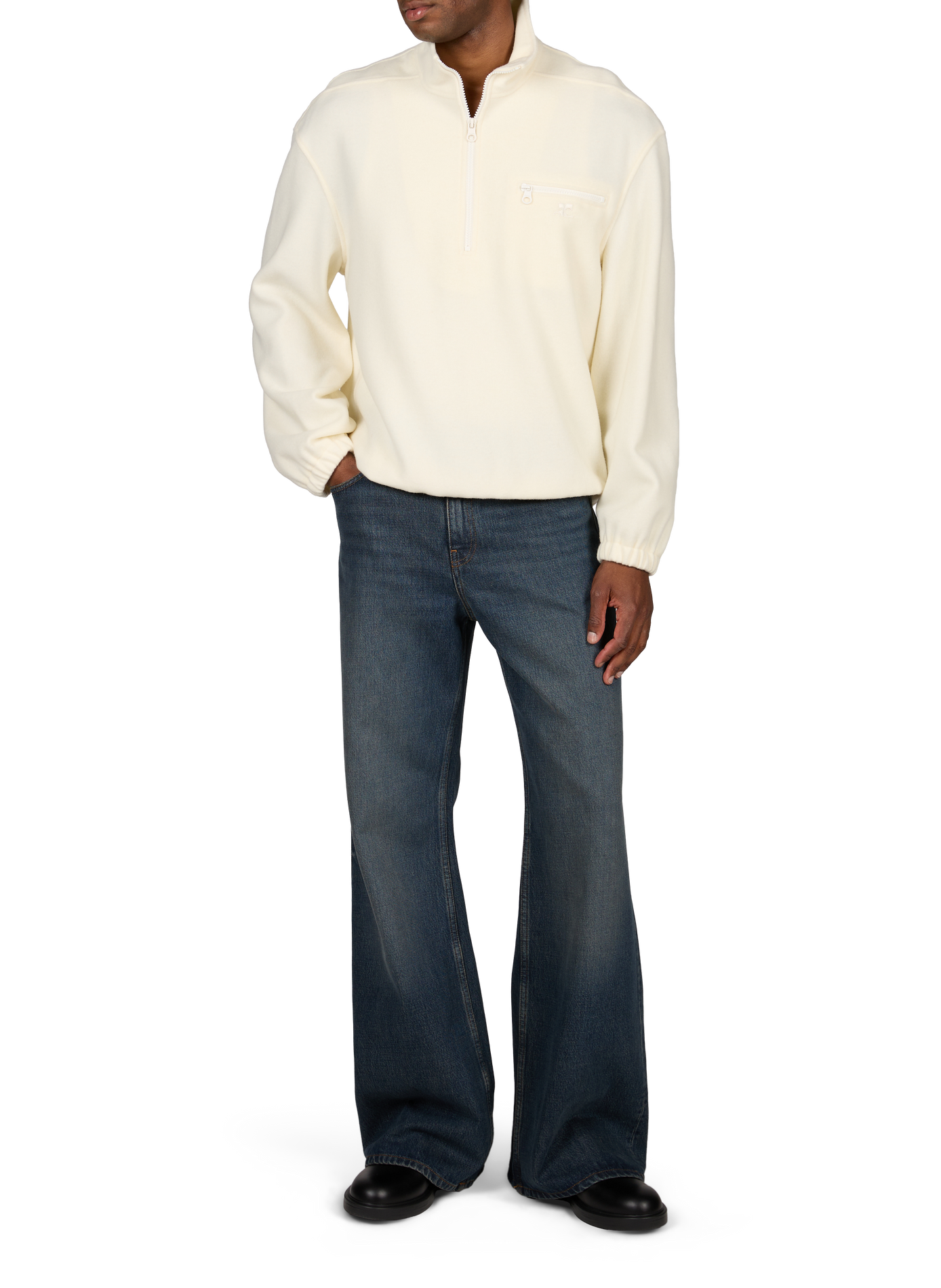 Flauschige Jacke mit Stehkragen aus Wollmischung COURRÈGES Beige