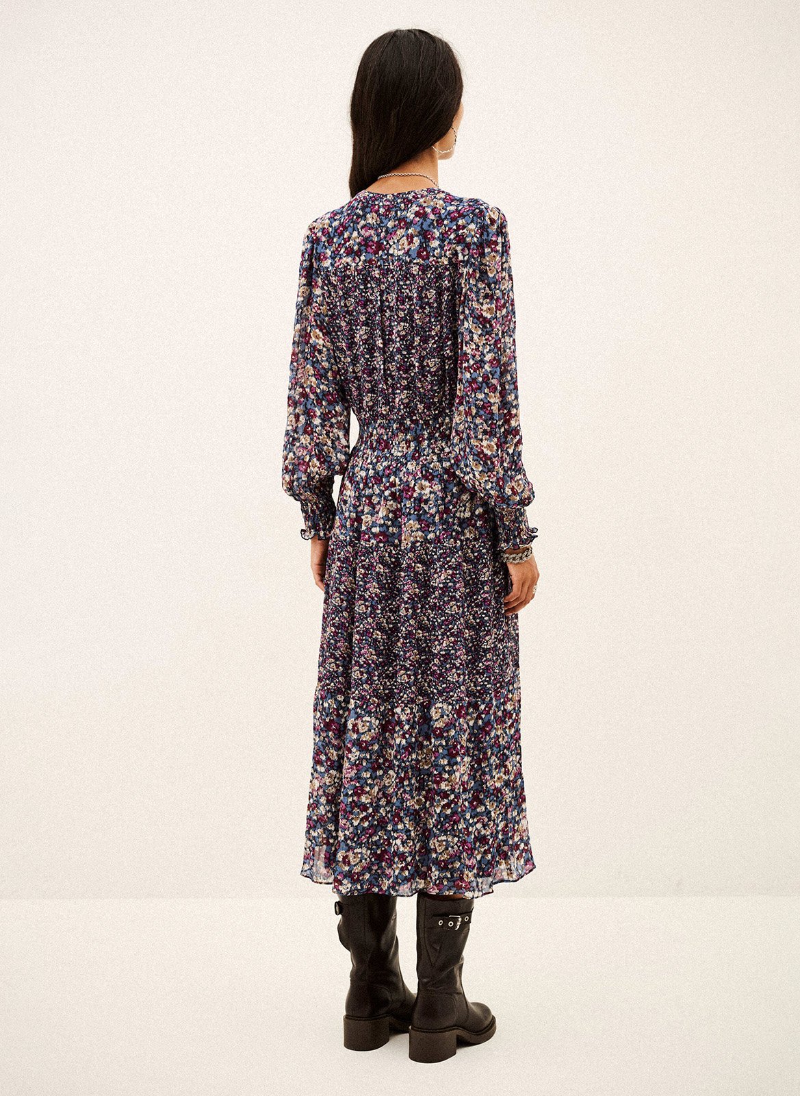 Robe midi à motif fleur kacy BA&SH Bleu