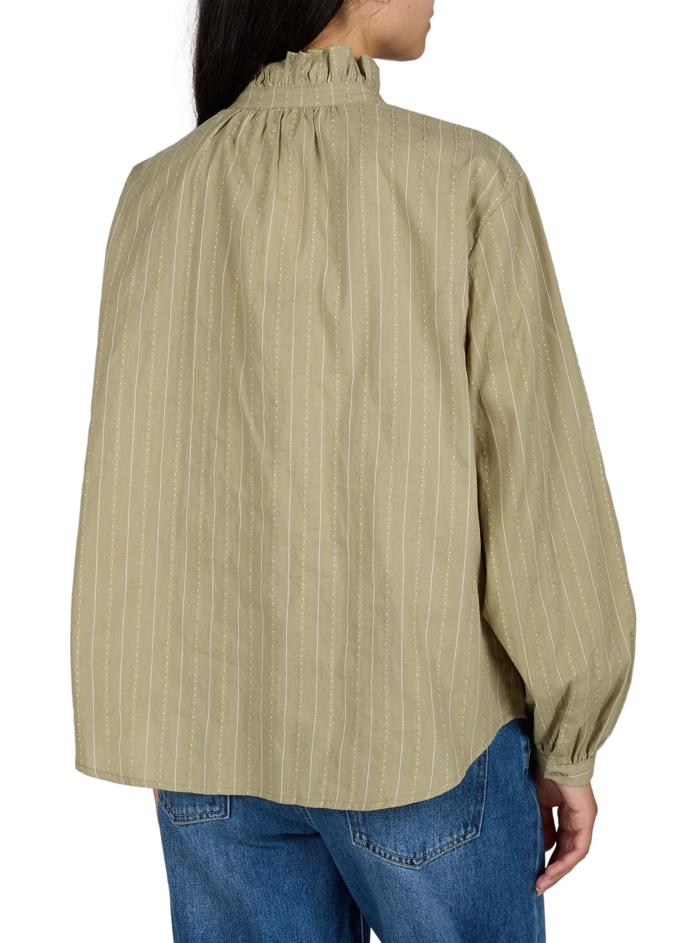 Embroidered ruffled cotton shirt ARTLOVE Green