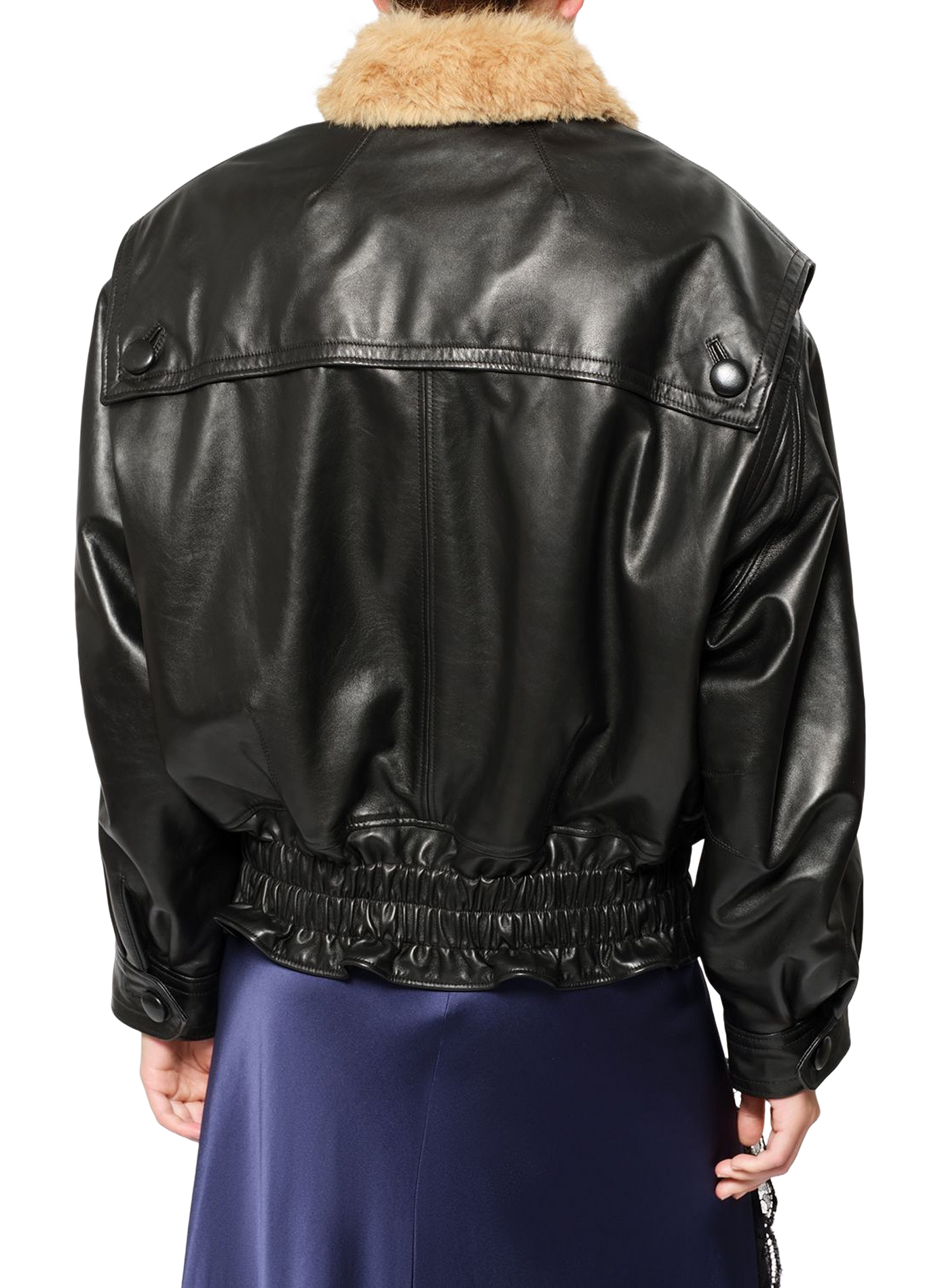 VALINA jacket in glossy leather with a shearling collar ISABEL MARANT Black