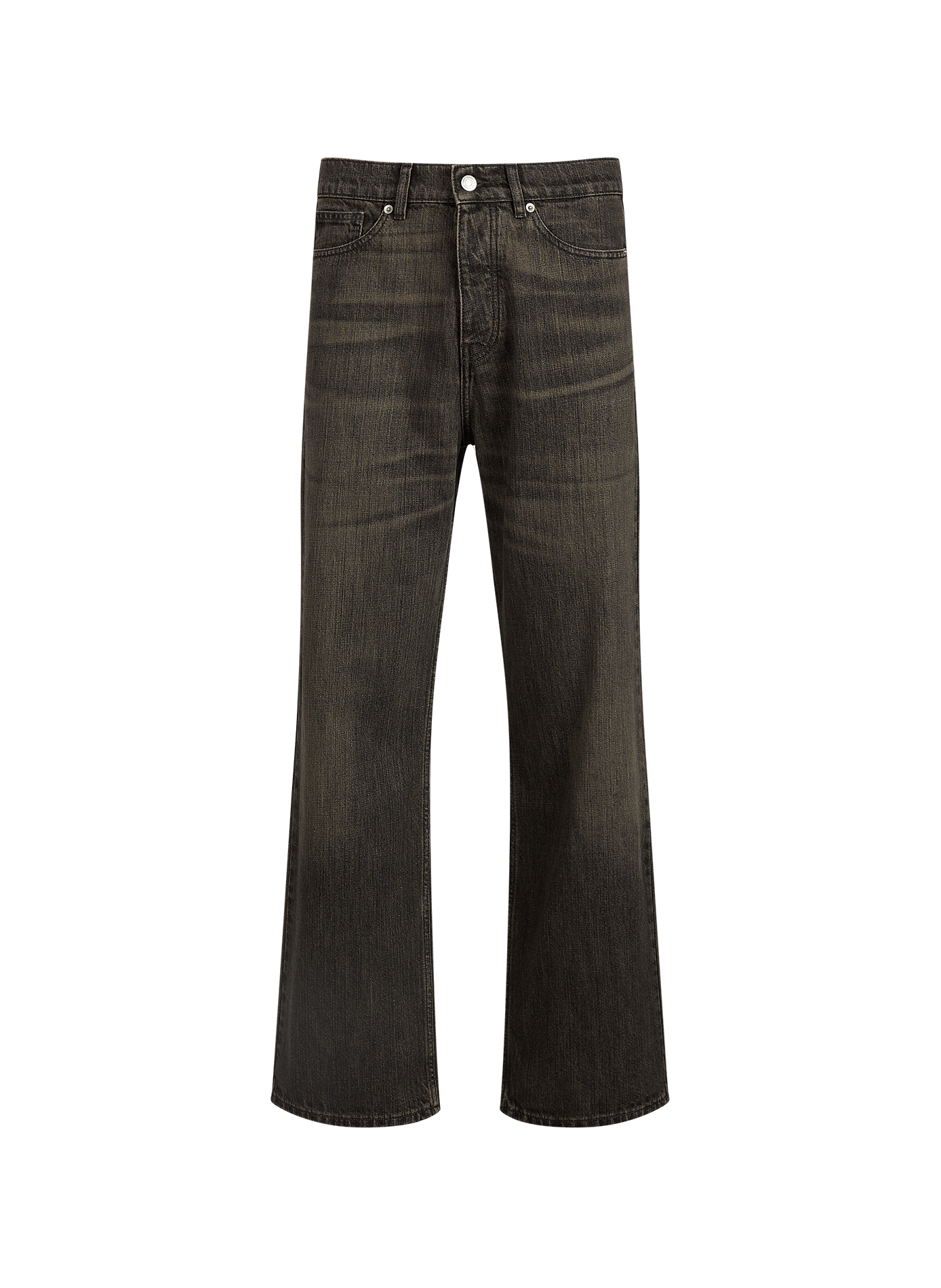 Pantalon droit en denim de coton délavé DROLE DE MONSIEUR Kaki