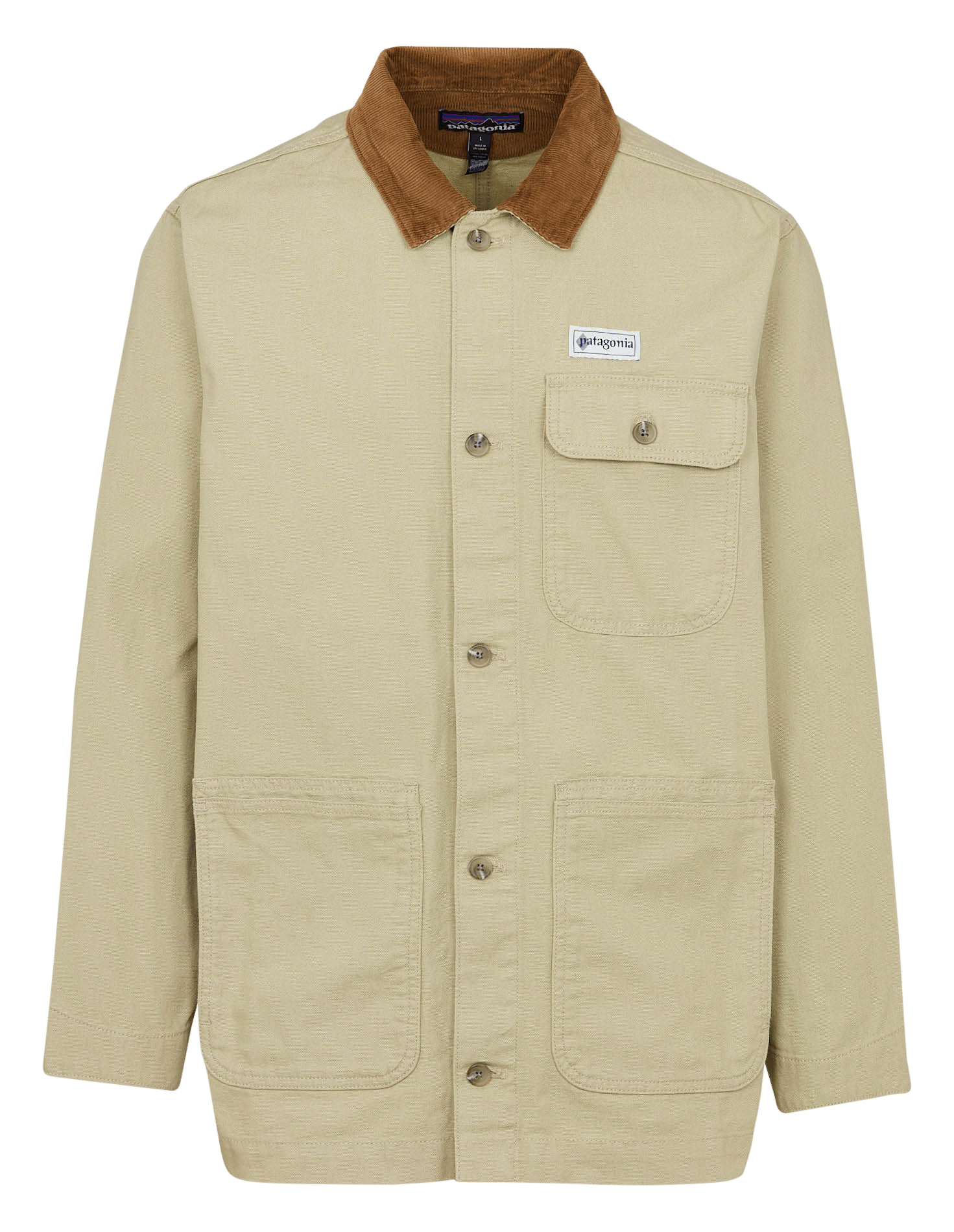 Rechte jas met klassieke kraag van biologisch katoen PATAGONIA Beige