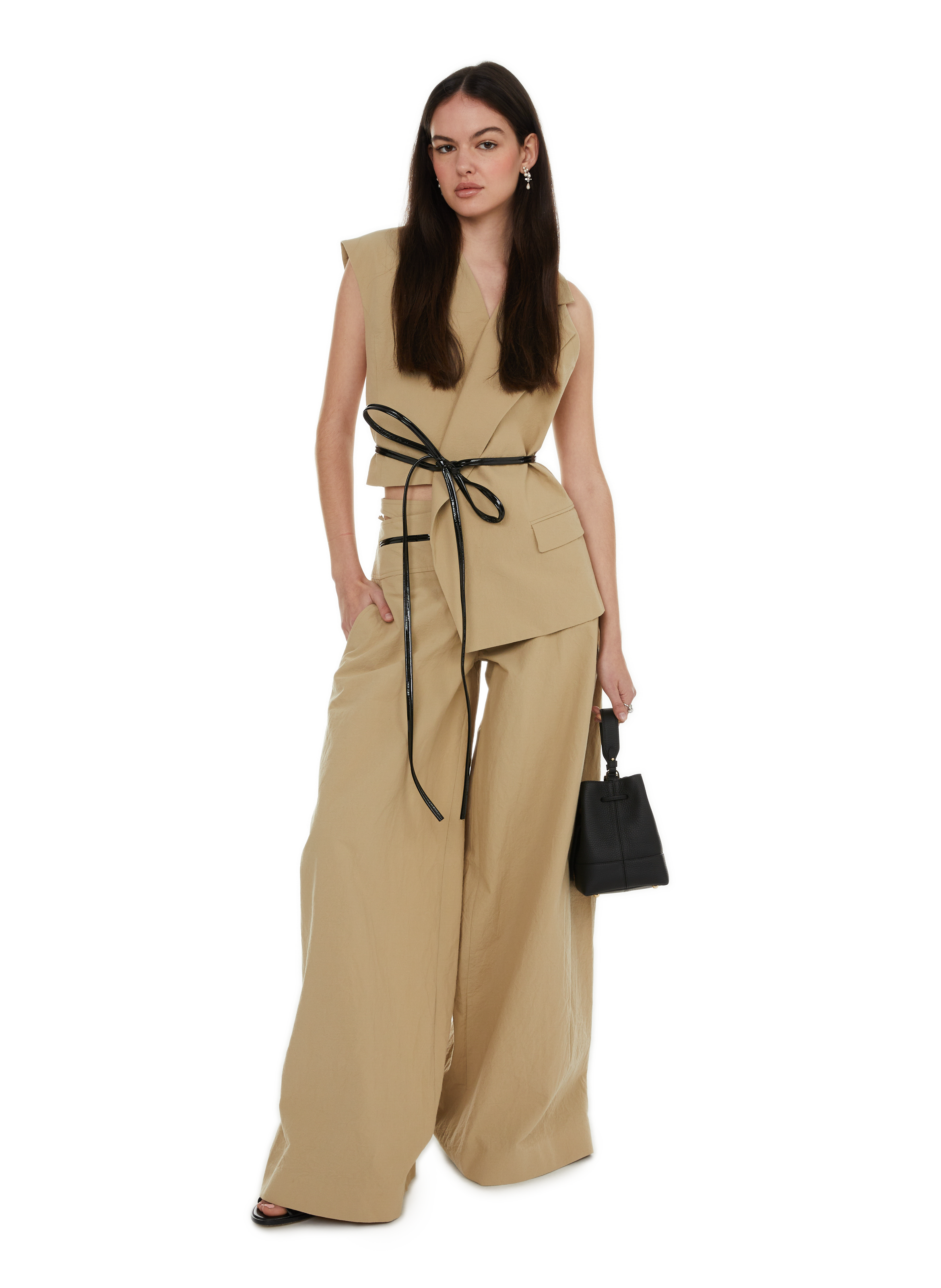 Pantalon large en coton CHRISTOPHER ESBER Beige