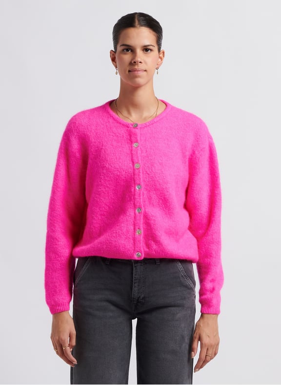 Gilet ample col rond en laine mélangée vitow Rose by AMERICAN VINTAGE AMERICAN VINTAGE Gilet ample col rond en laine mélangée vitow Rose