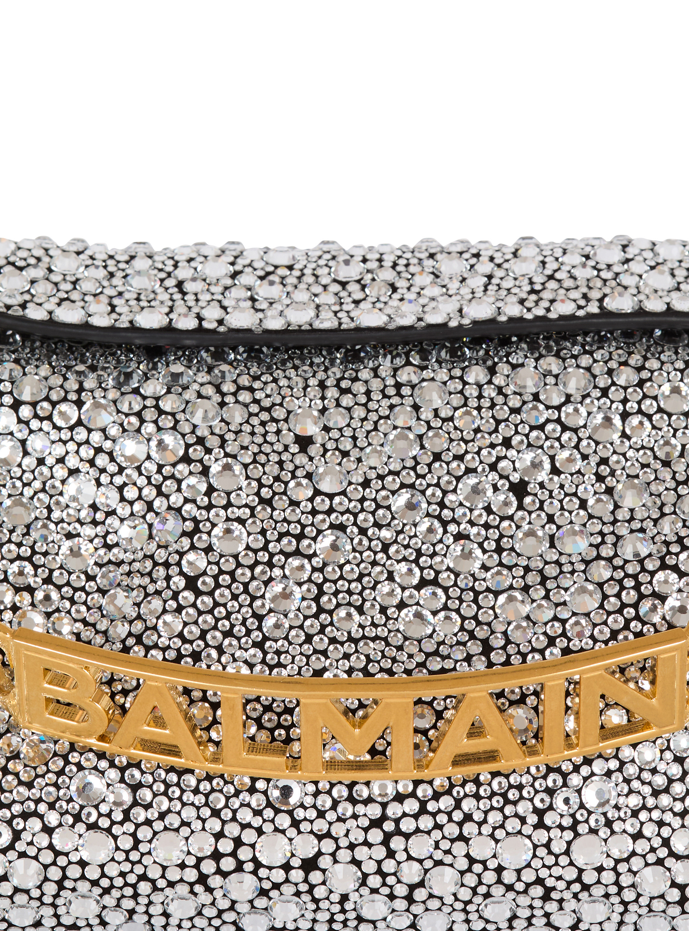 Pochette 1945 soft en cuir suédé et strass BALMAIN Argent