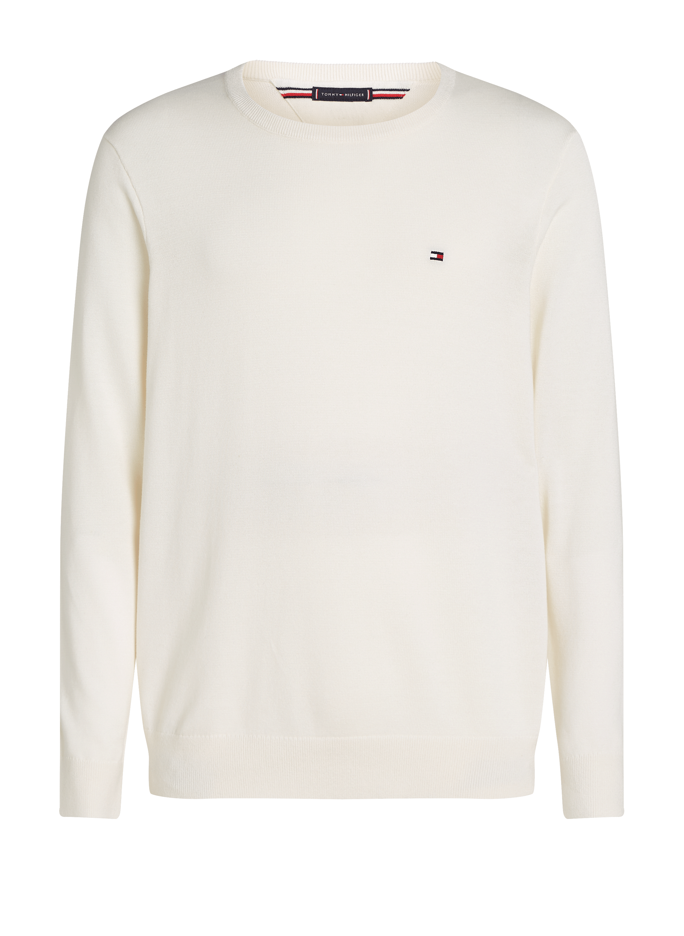 Pull à drapeau brodé en coton TOMMY HILFIGER Beige