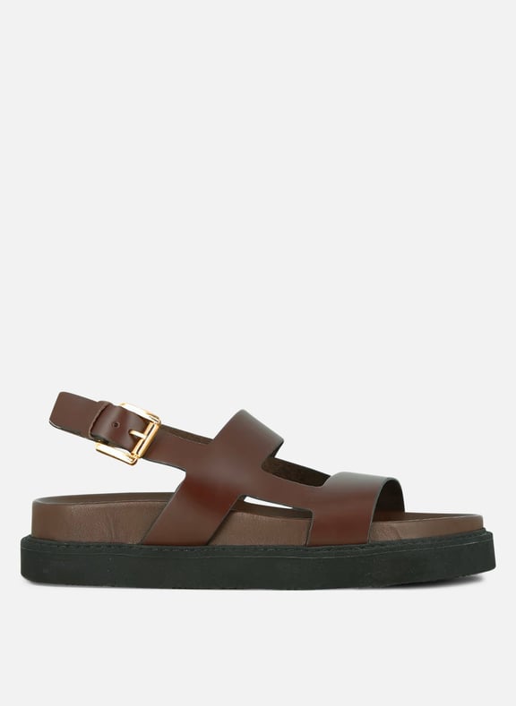 Sandales plates en cuir lagune Marron by JONAK JONAK Sandales plates en cuir lagune Marron