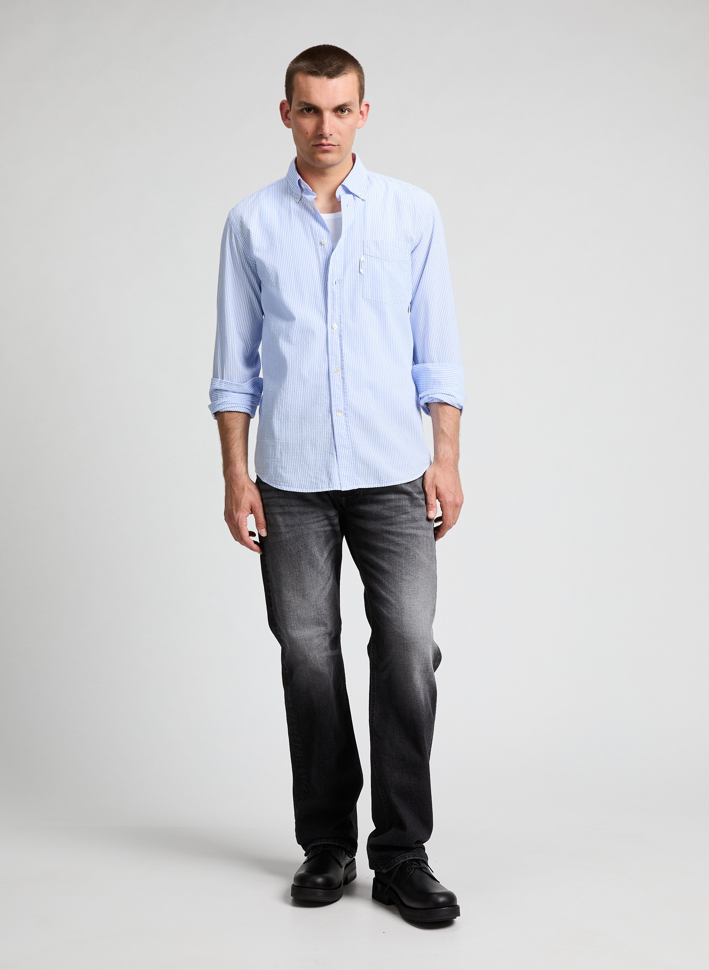 Chemise à rayures en coton FACONNABLE Bleu