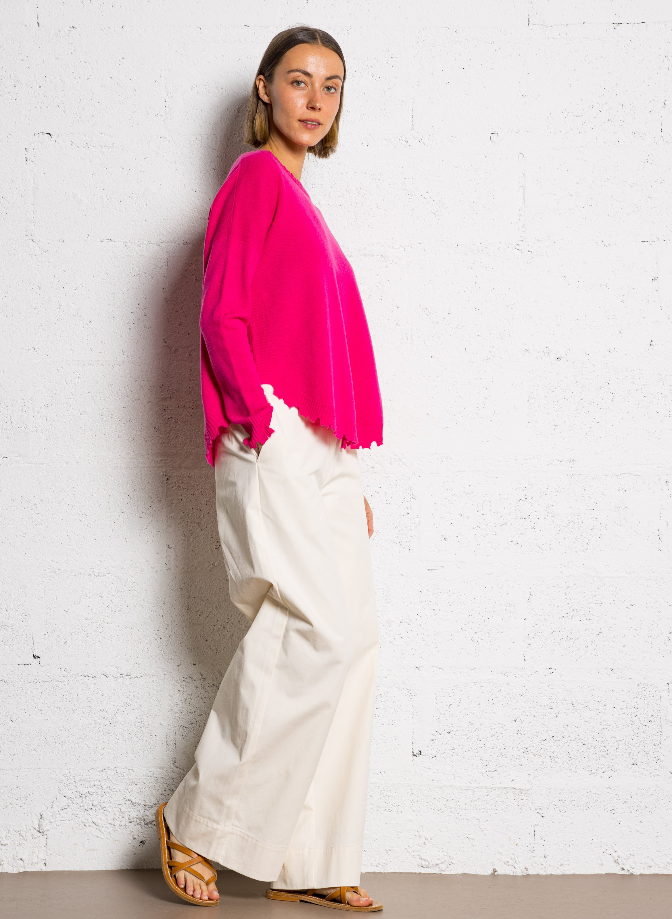 Pull oversize en cachemire maillé mela KUJTEN Rose