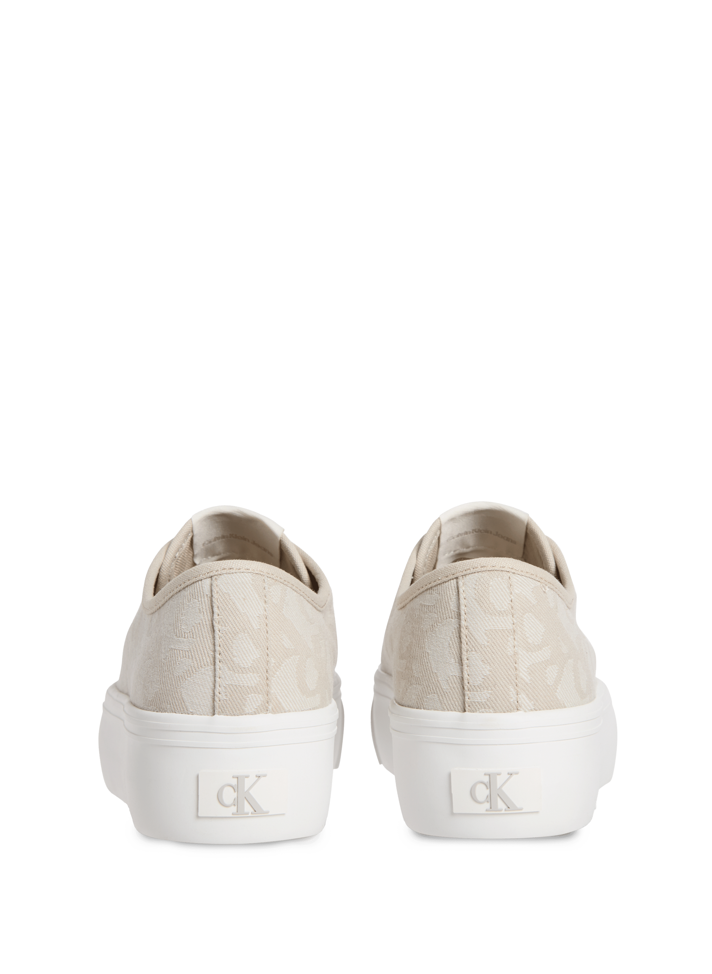 Baskets compensées avec logo Beige