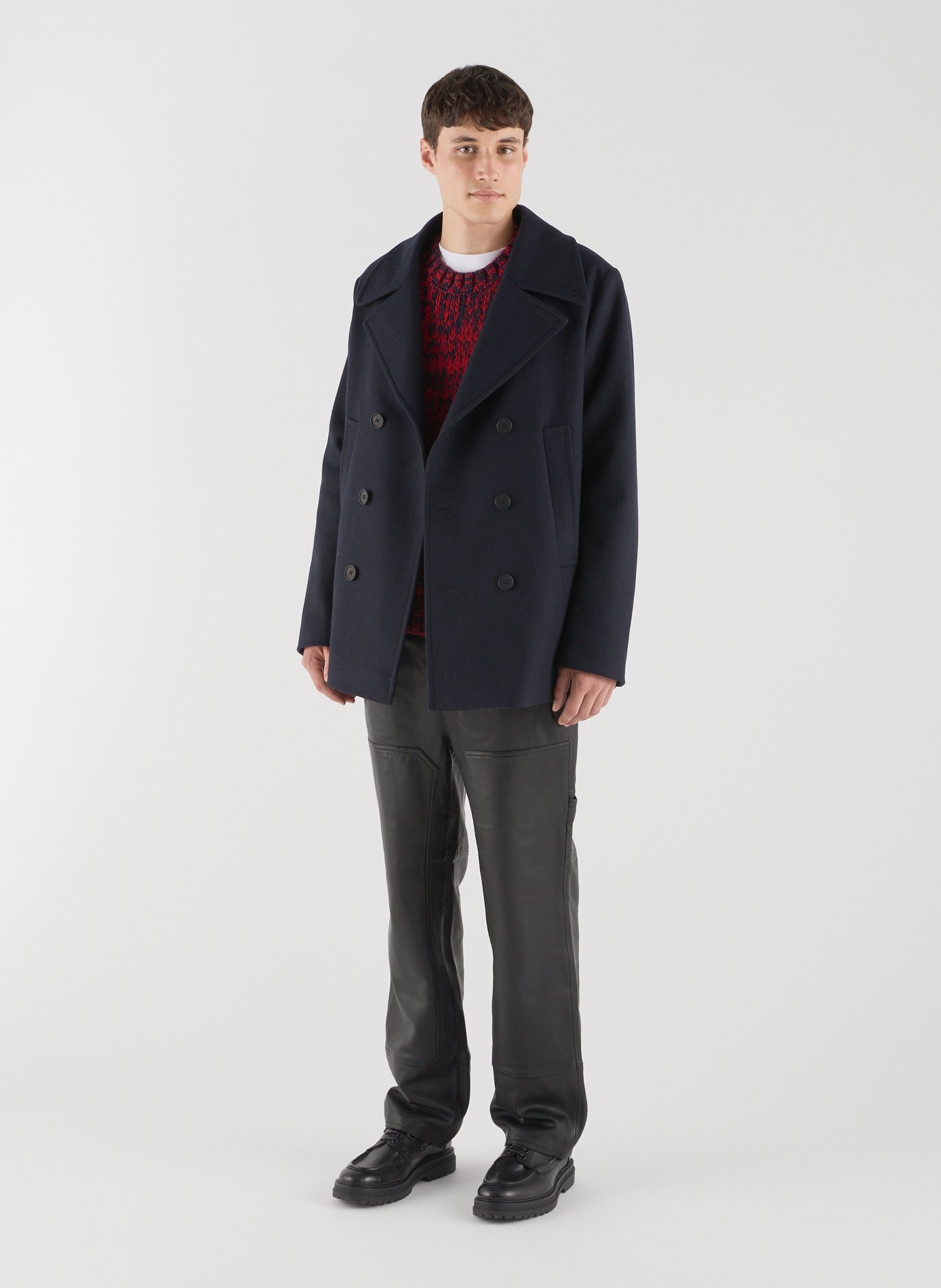 Gabin classic wool coat with a traditional collar SAISON 1865 Blue