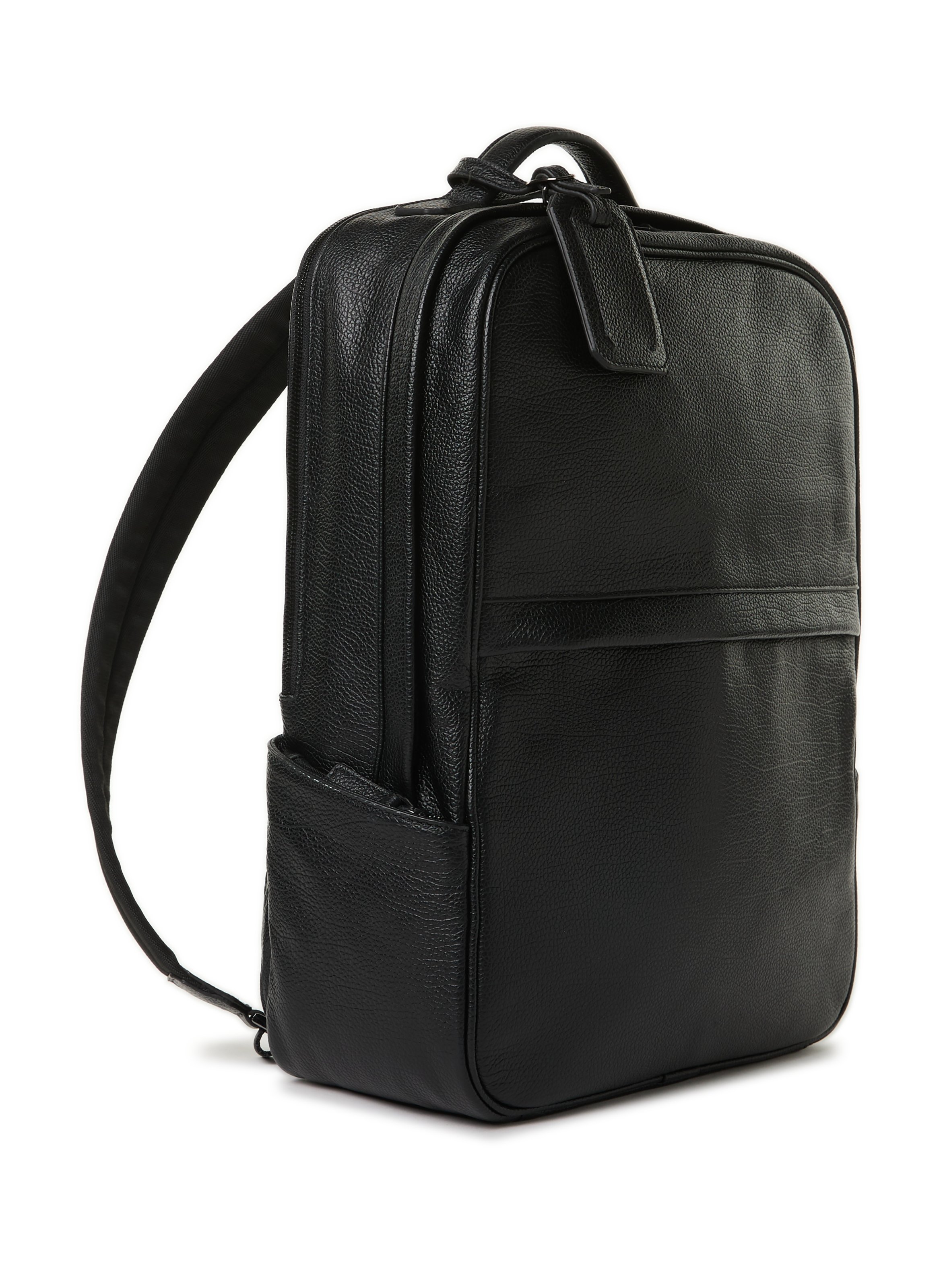 SAISON 1865 Grained leather backpack Black