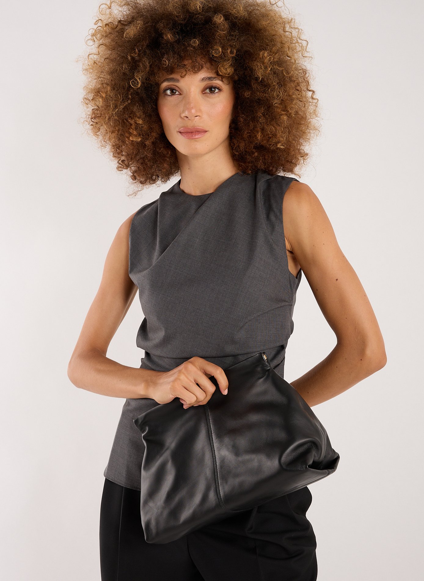 Clay leather clutch FLATTERED Black