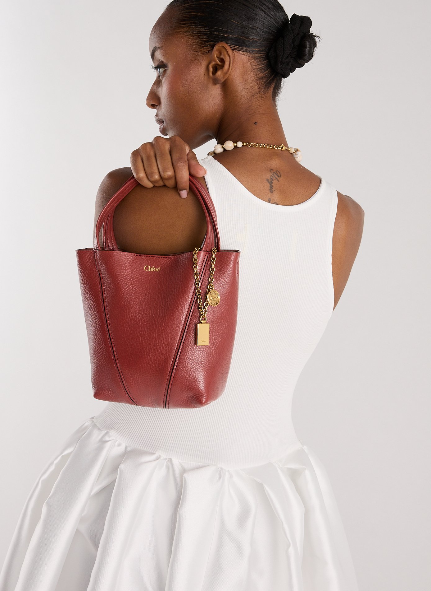 Sac à main Spin en cuir de veau CHLOÉ Rose